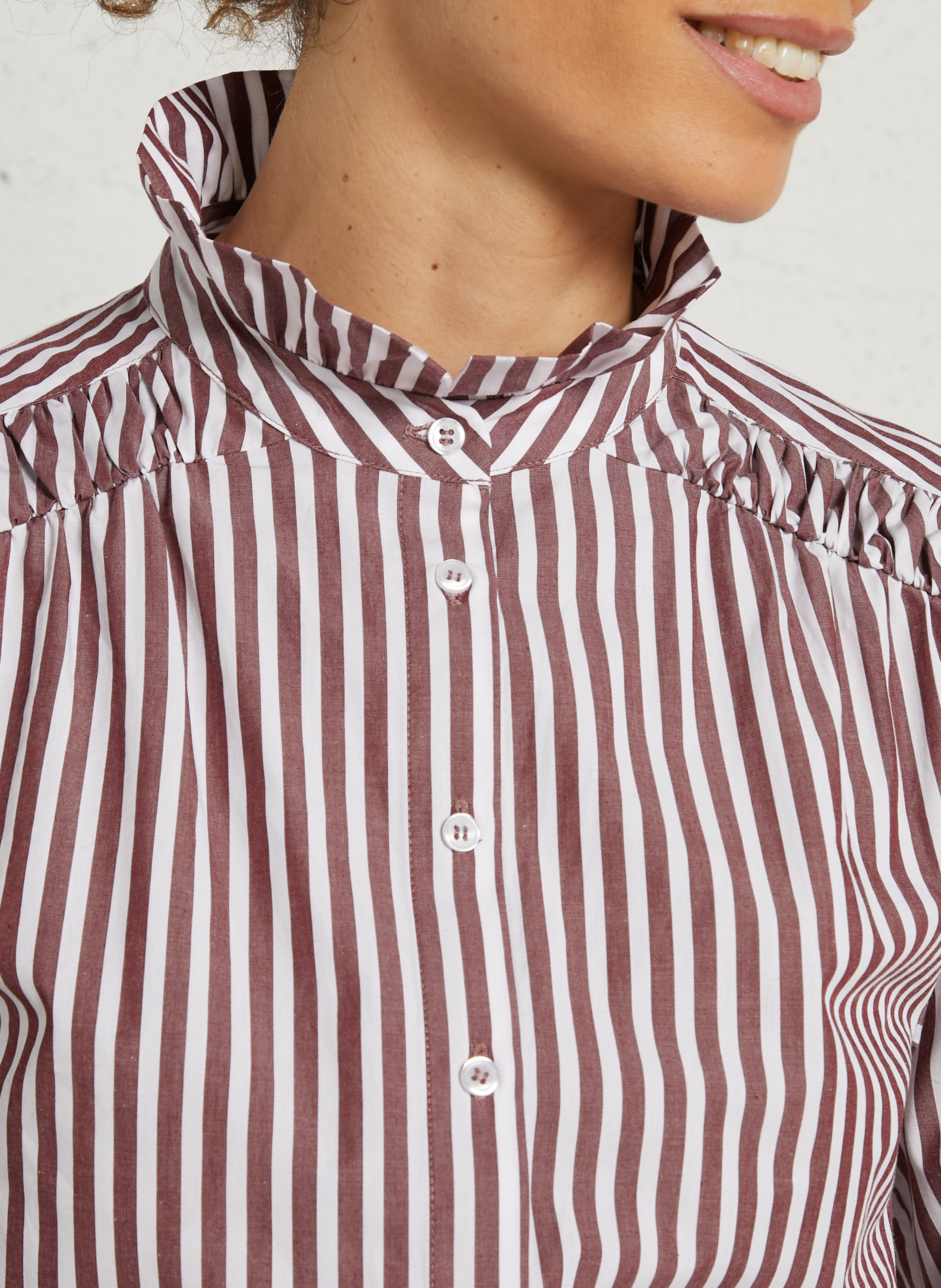 Chemise à rayures col lavallière MAISON 123 Rouge