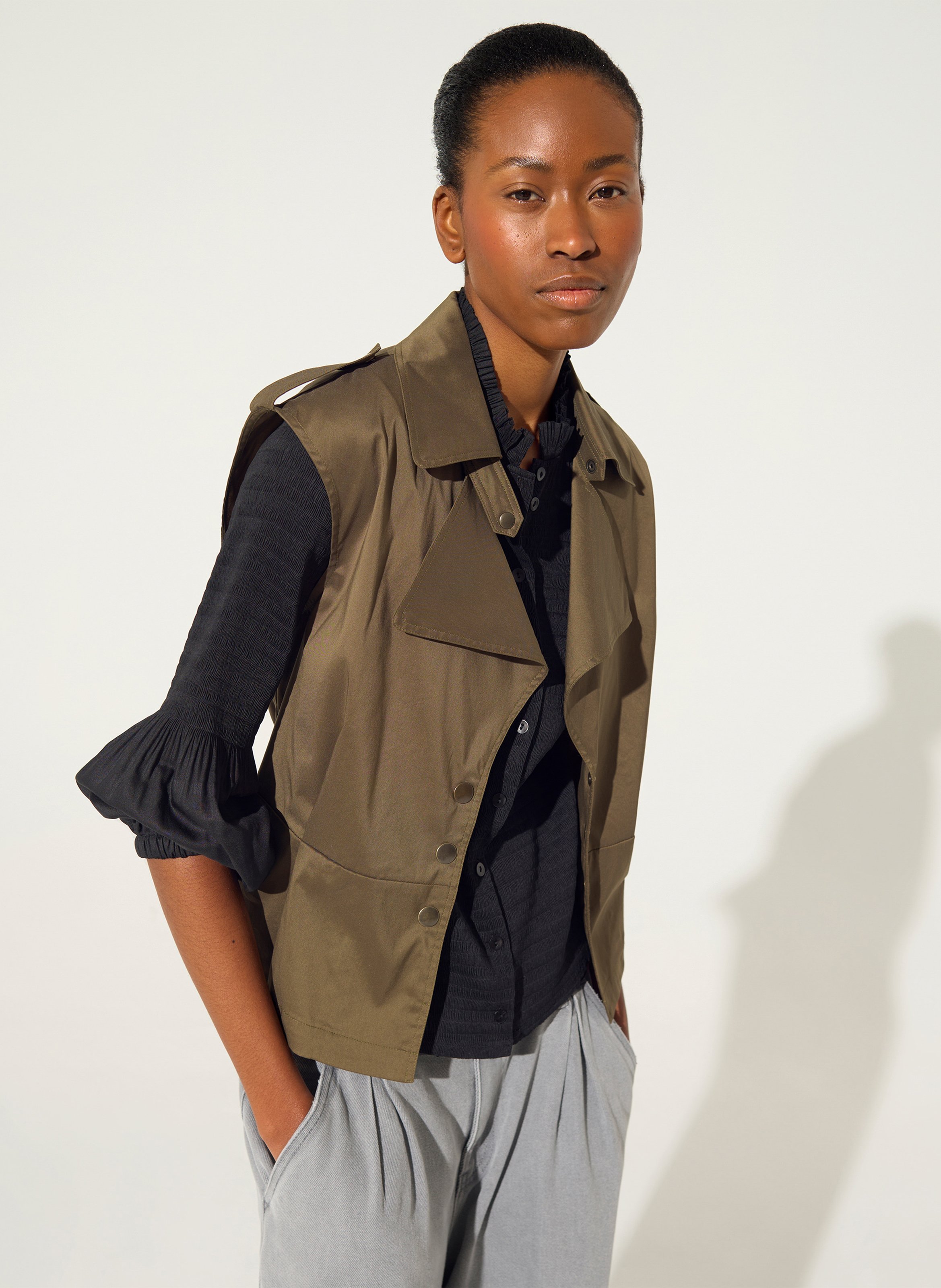 Cotton and wool shirt with tailored collar COTELAC Brown