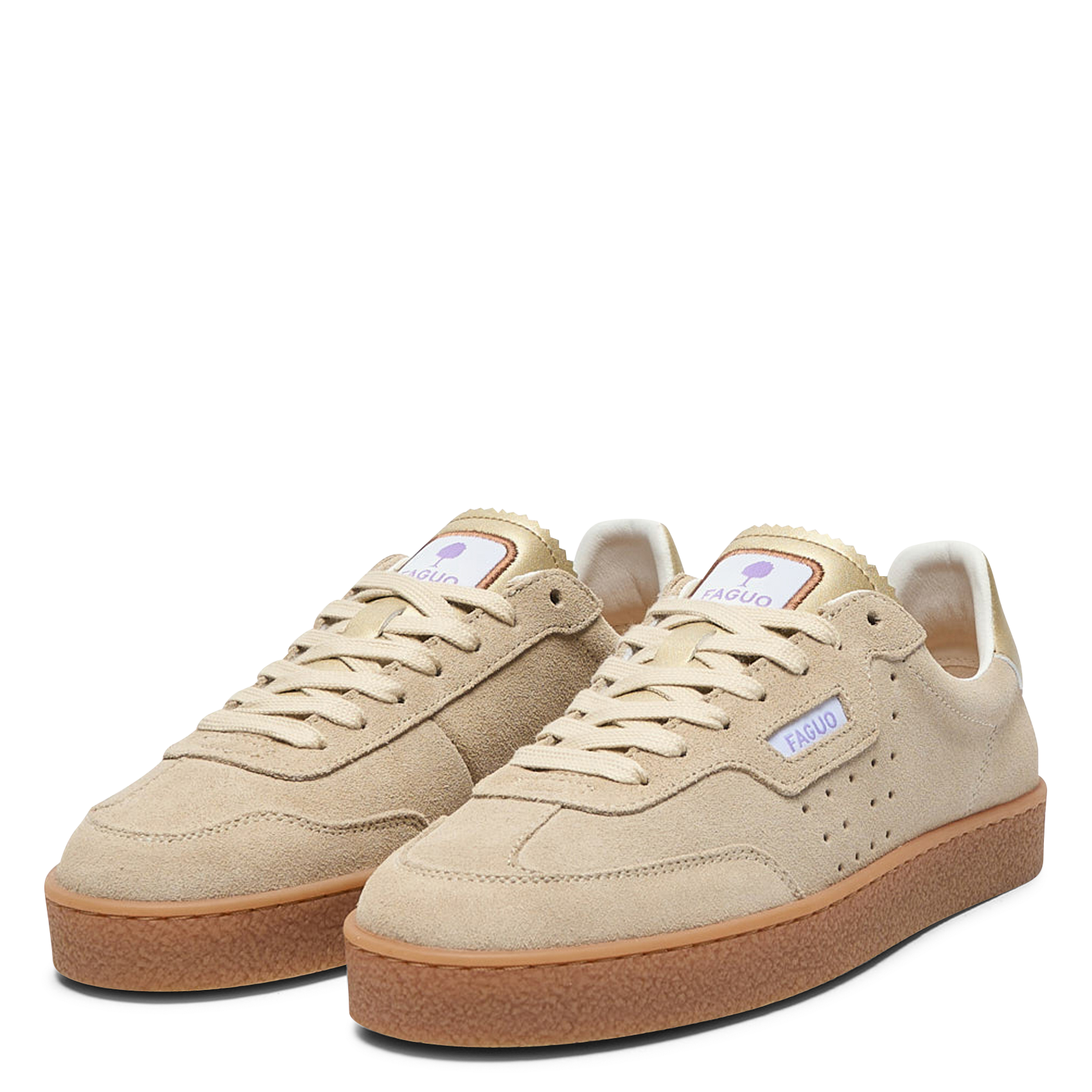 Suede leather low-top sneakers FAGUO Beige