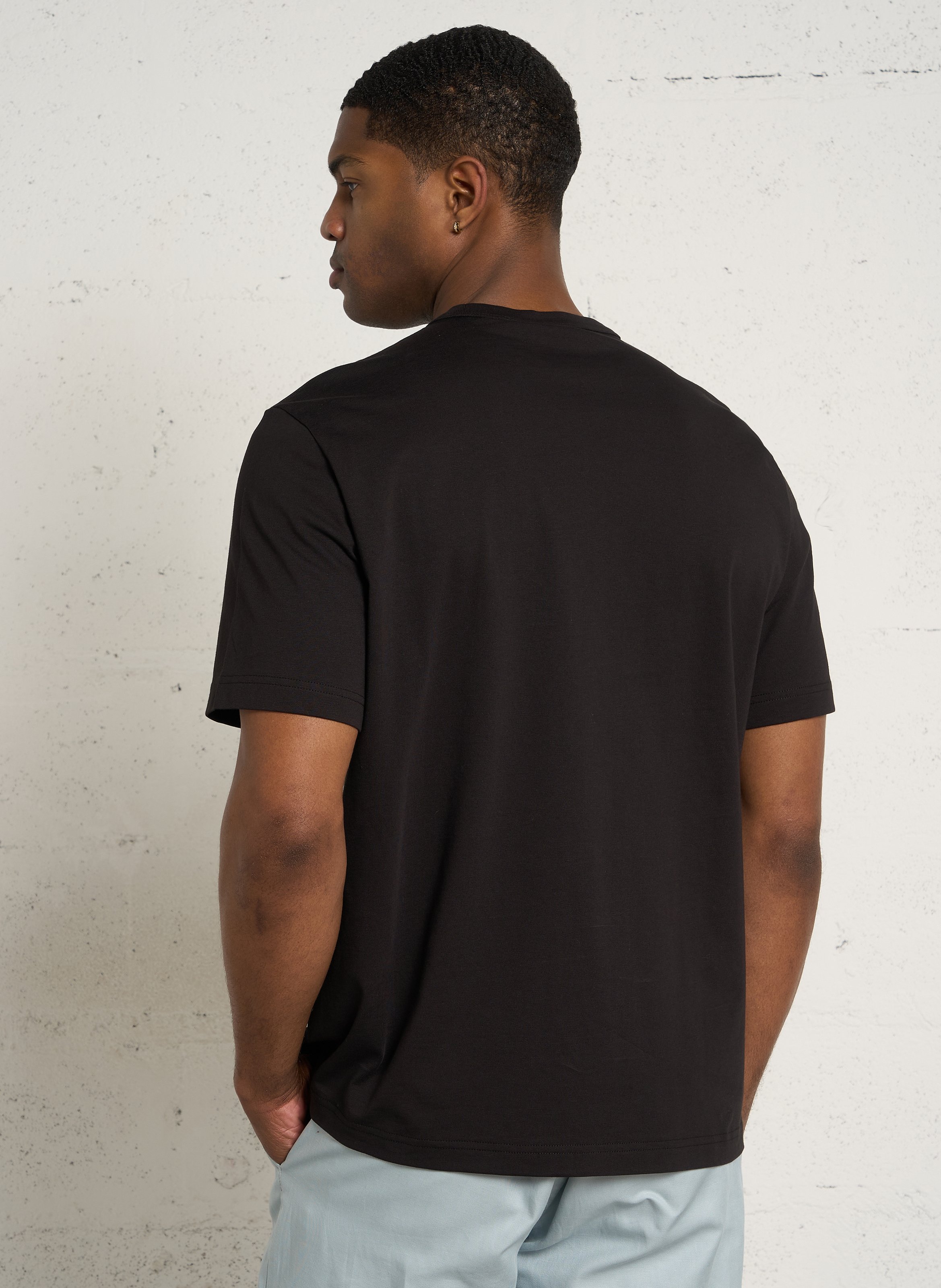 Gerade geschnittenes Rundhals-T-Shirt aus Bio-Baumwolle mit Siebdruck PAUL SMITH Schwarz