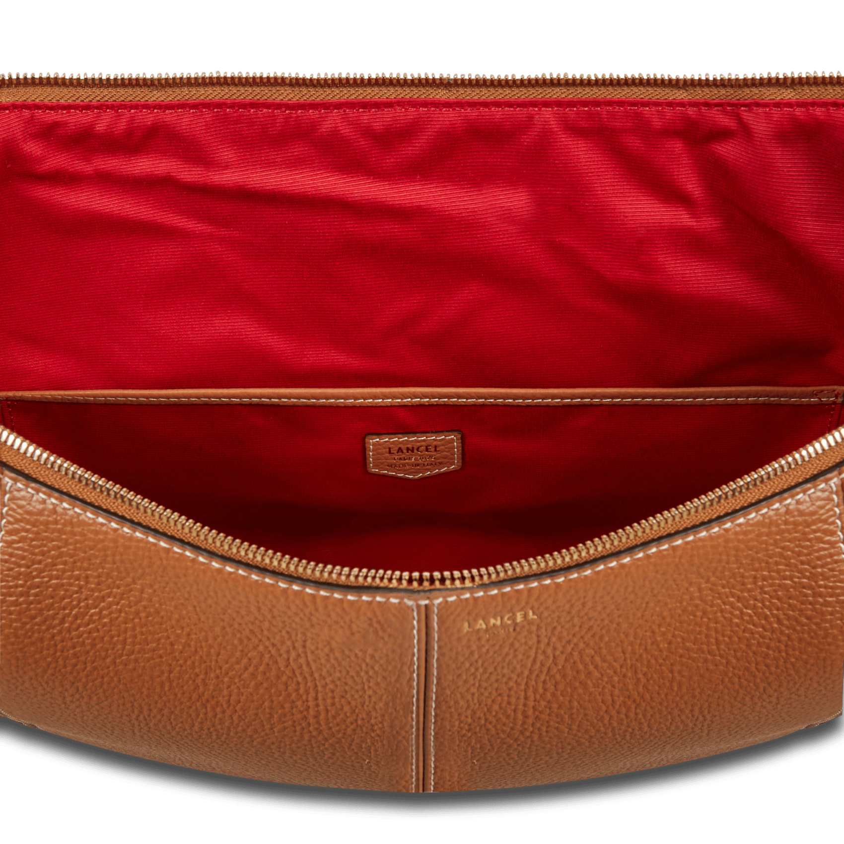 Sac hobo zippé en cuir LANCEL Beige