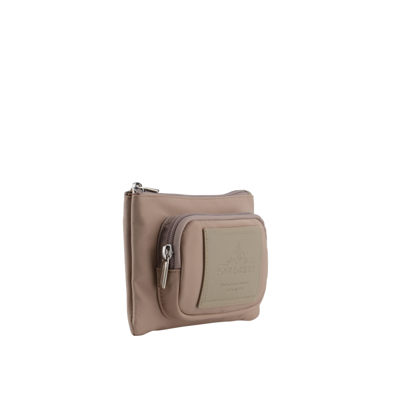 Canvas wallet trimmed with leather POURCHET Brown