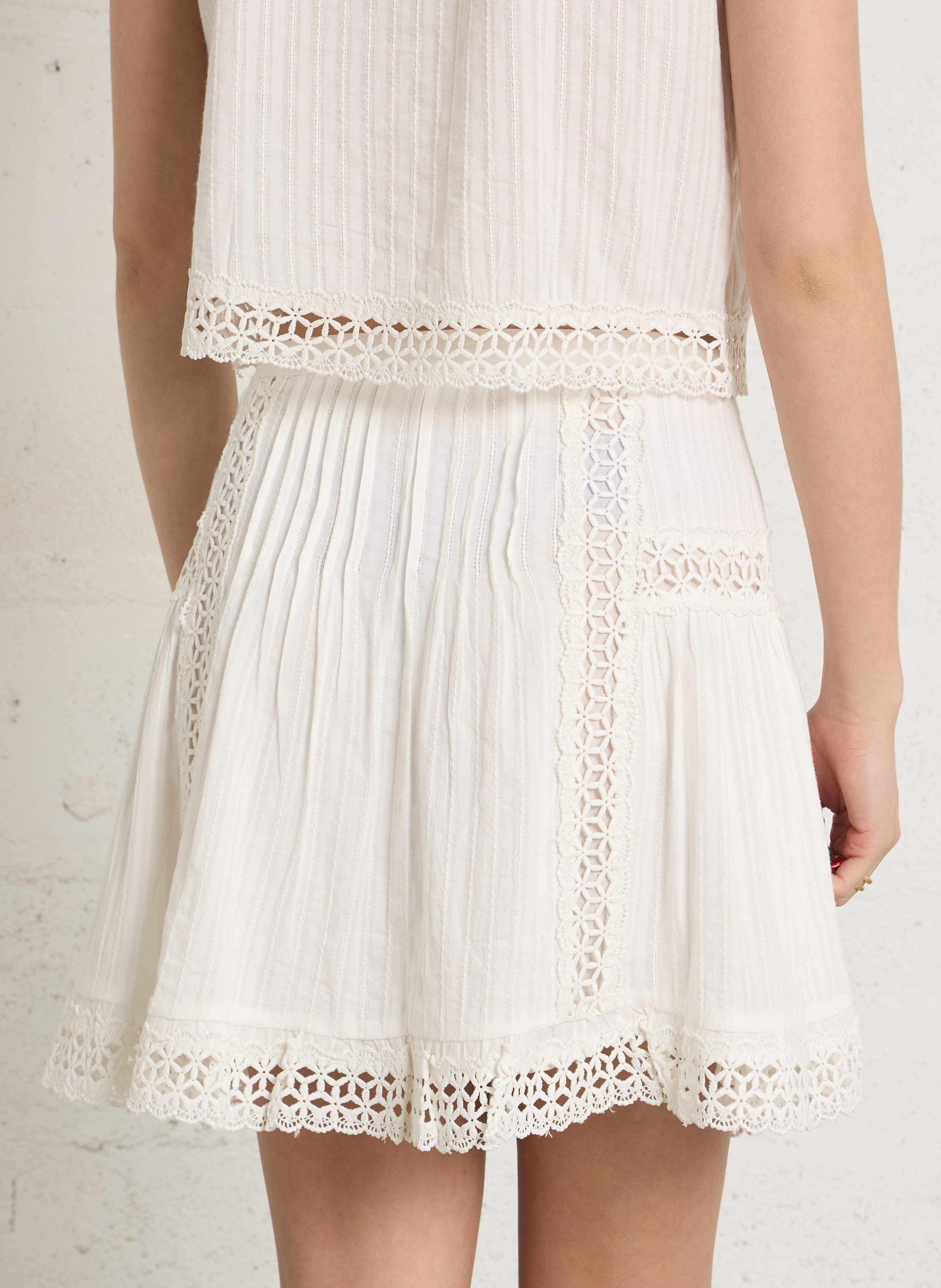 Falda corta evasé de algodón PETITE MENDIGOTE Beige