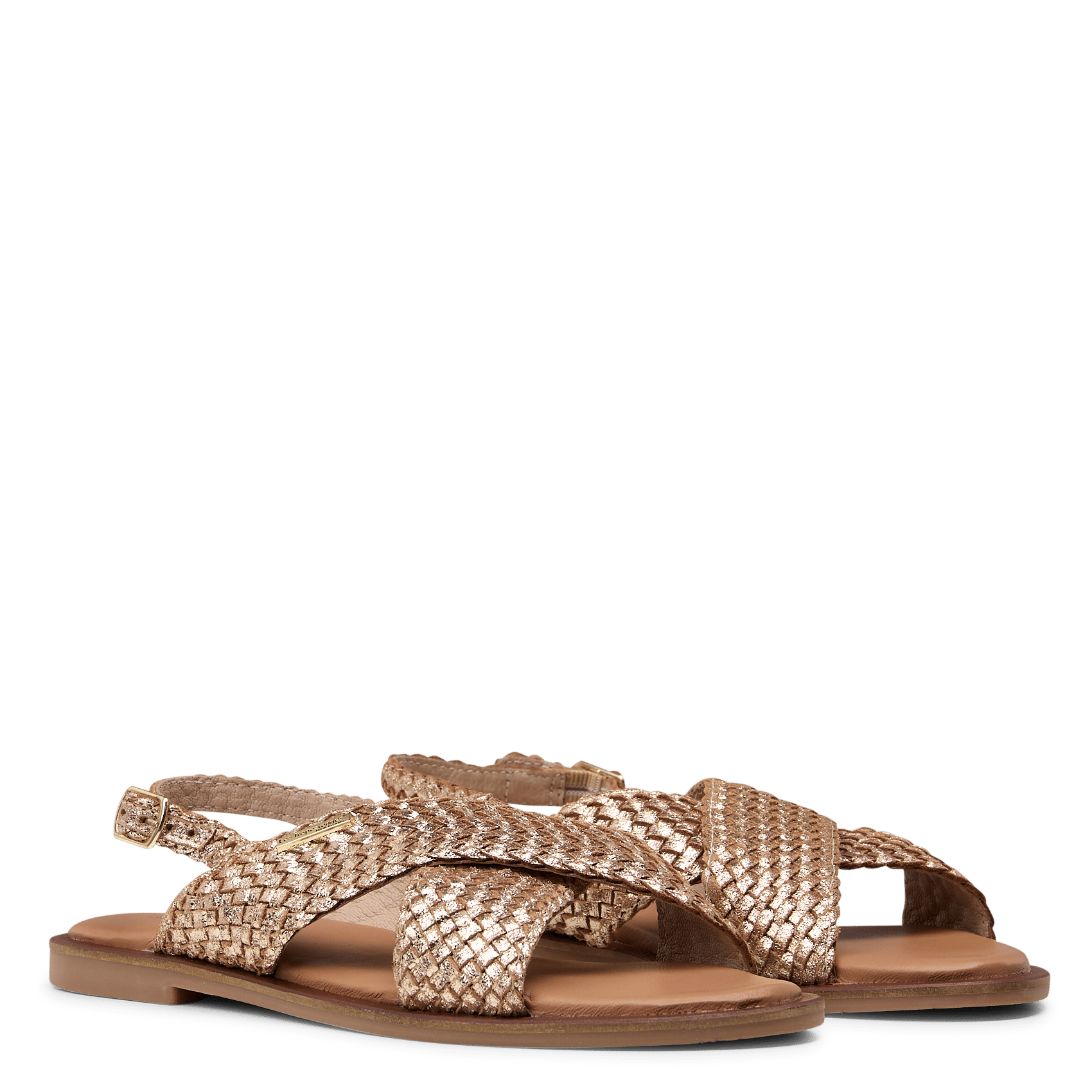 Ballerina's van leer met metallic look LES TROPEZIENNES PAR M.BELARBI Goudkleurig