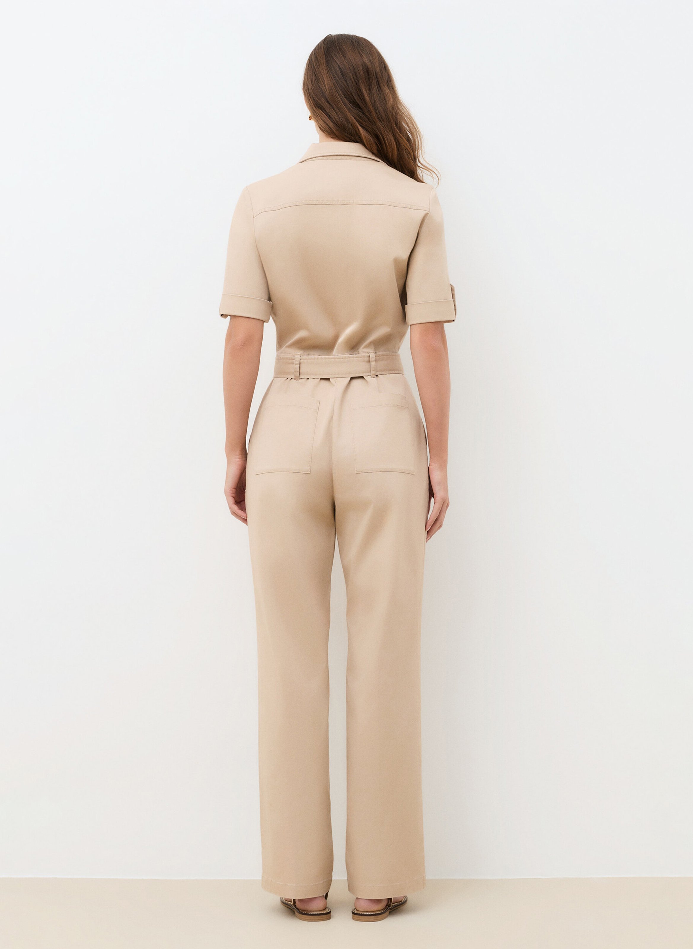 Combinaison large en coton mélangé CAROLL Beige