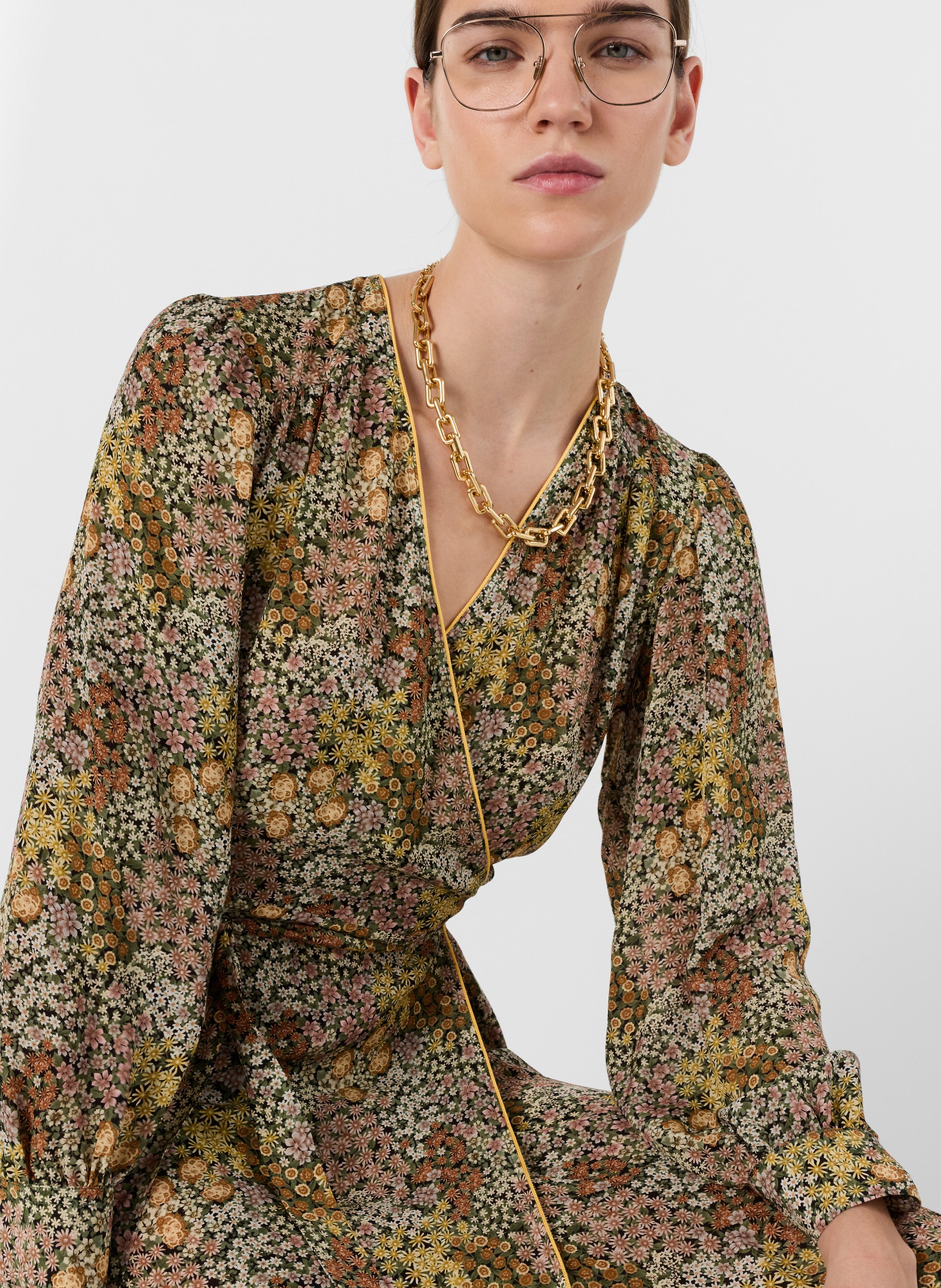 Robe longue col V mprimé GERARD DAREL Rosa