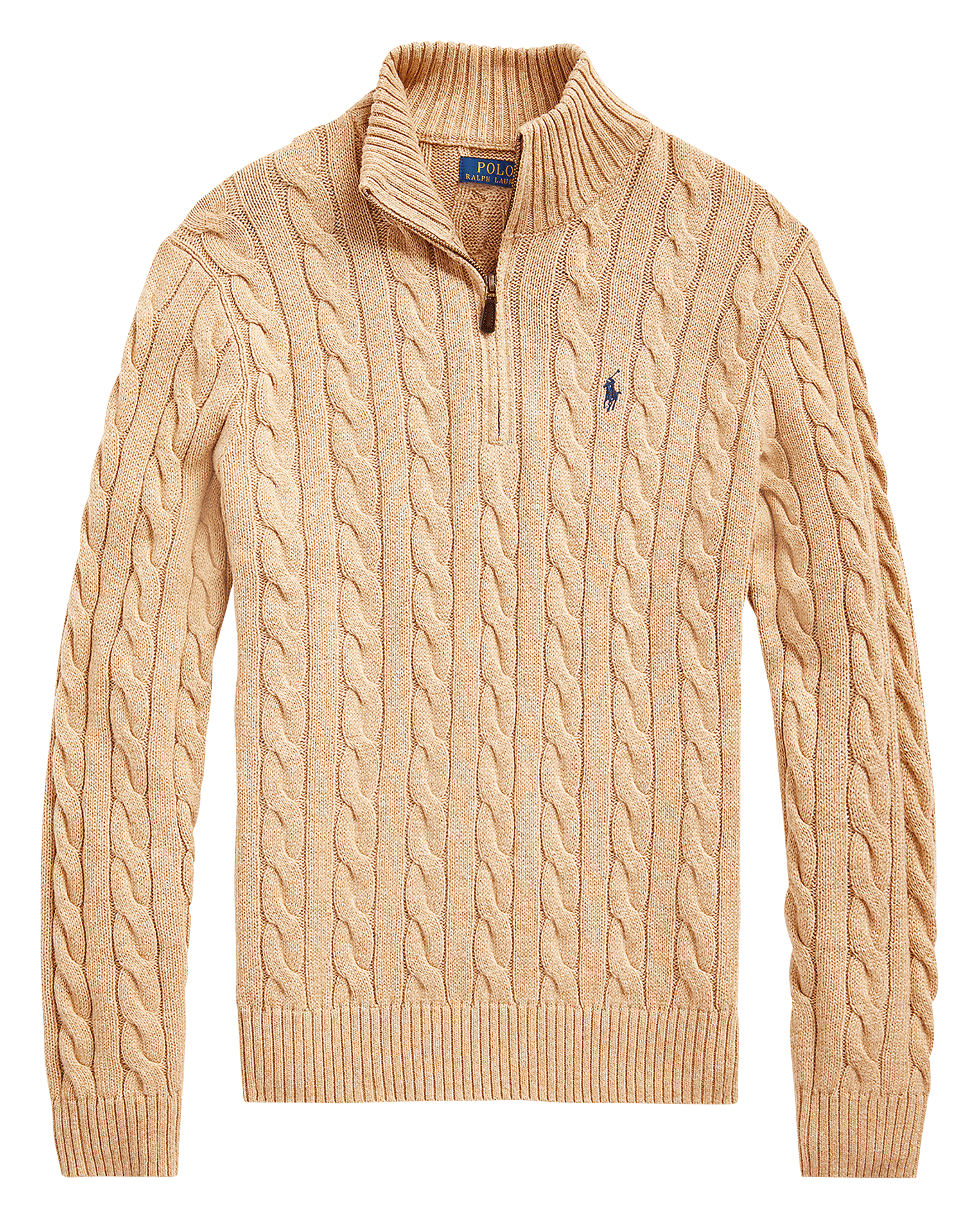 Zopfpullover aus Baumwolle  Camel melange