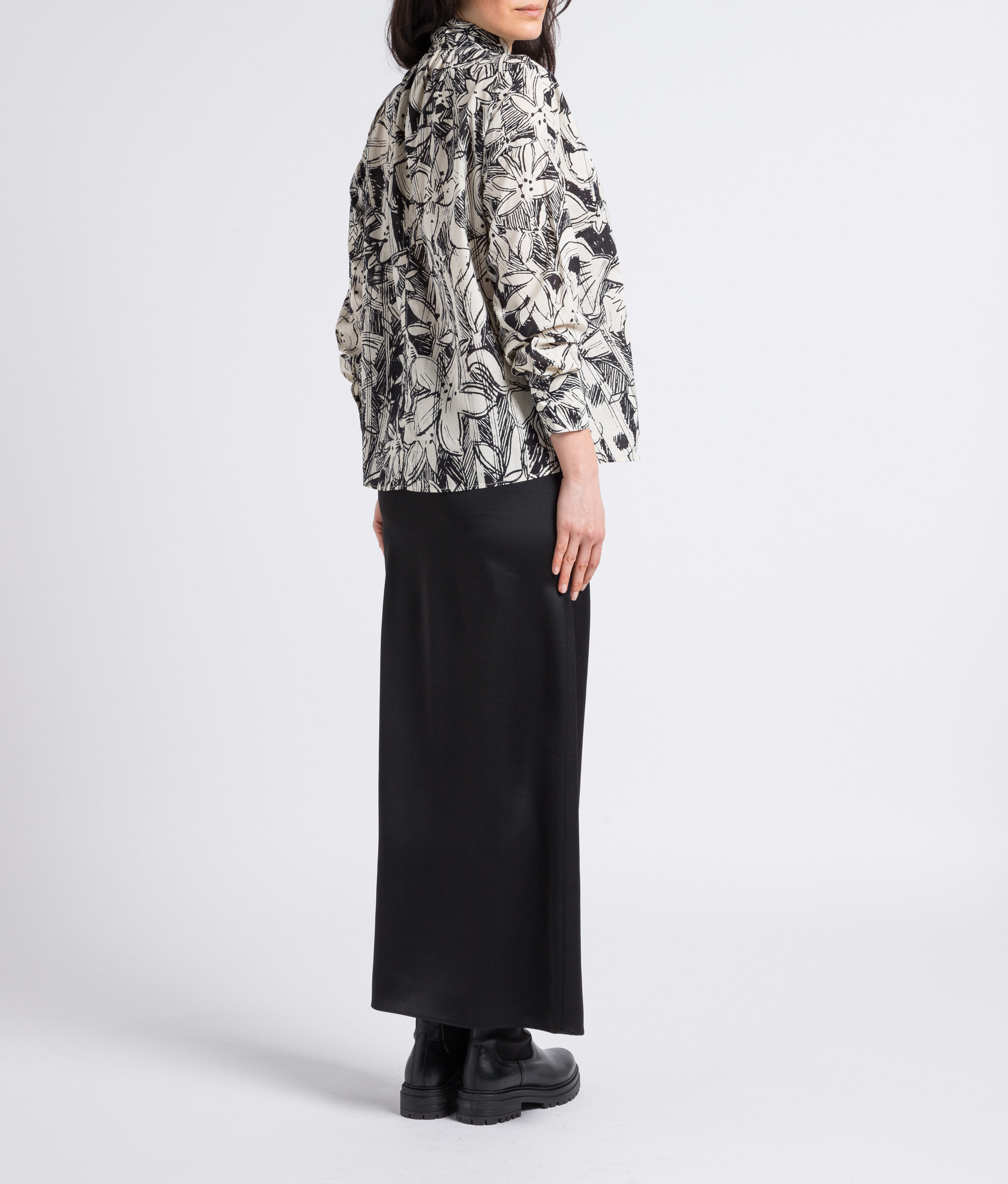 Langer, satinierter Rock mit Schlitz MAX&Co. Schwarz