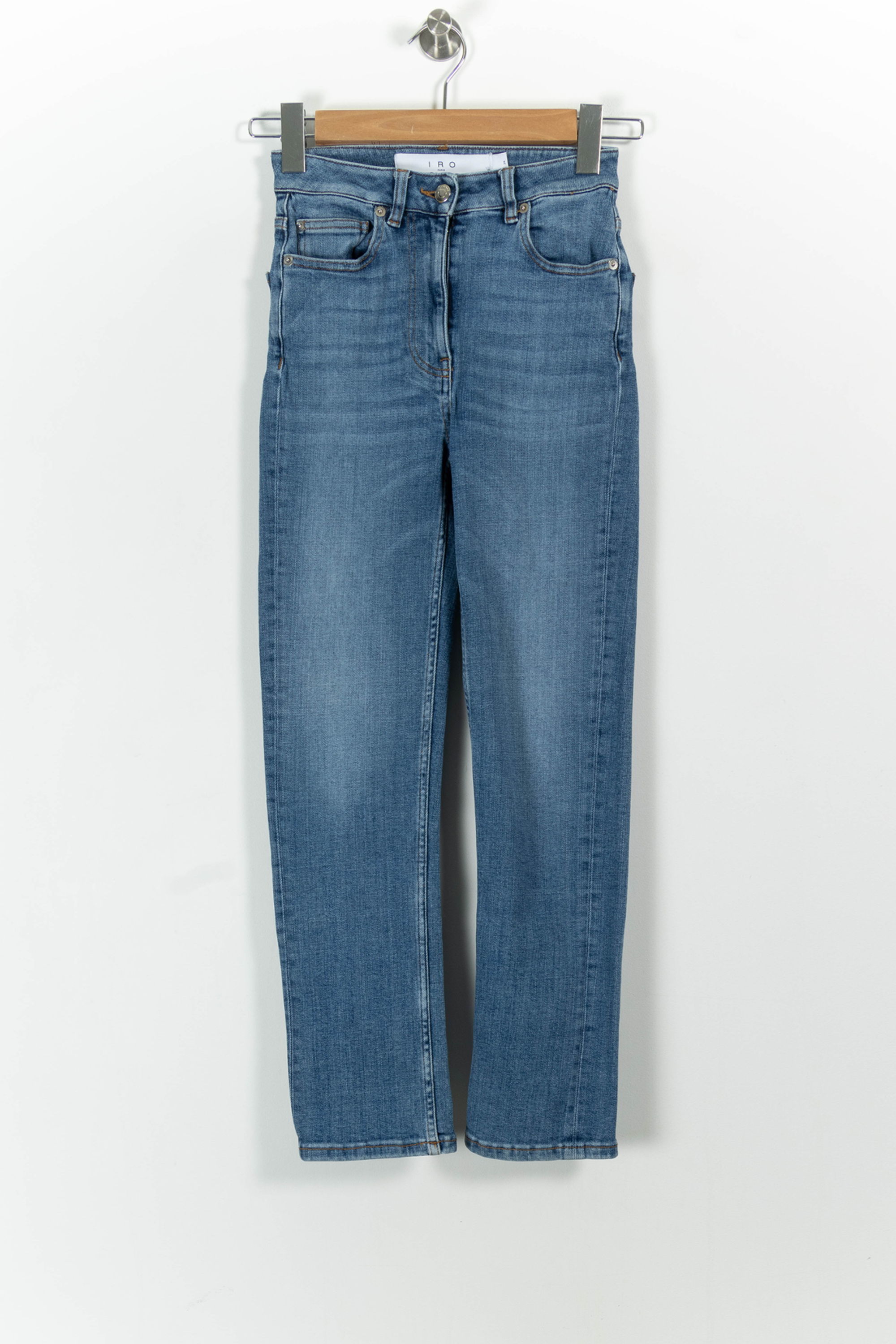 Cropped slim jeans with studs IRO - Seconde Main Blue