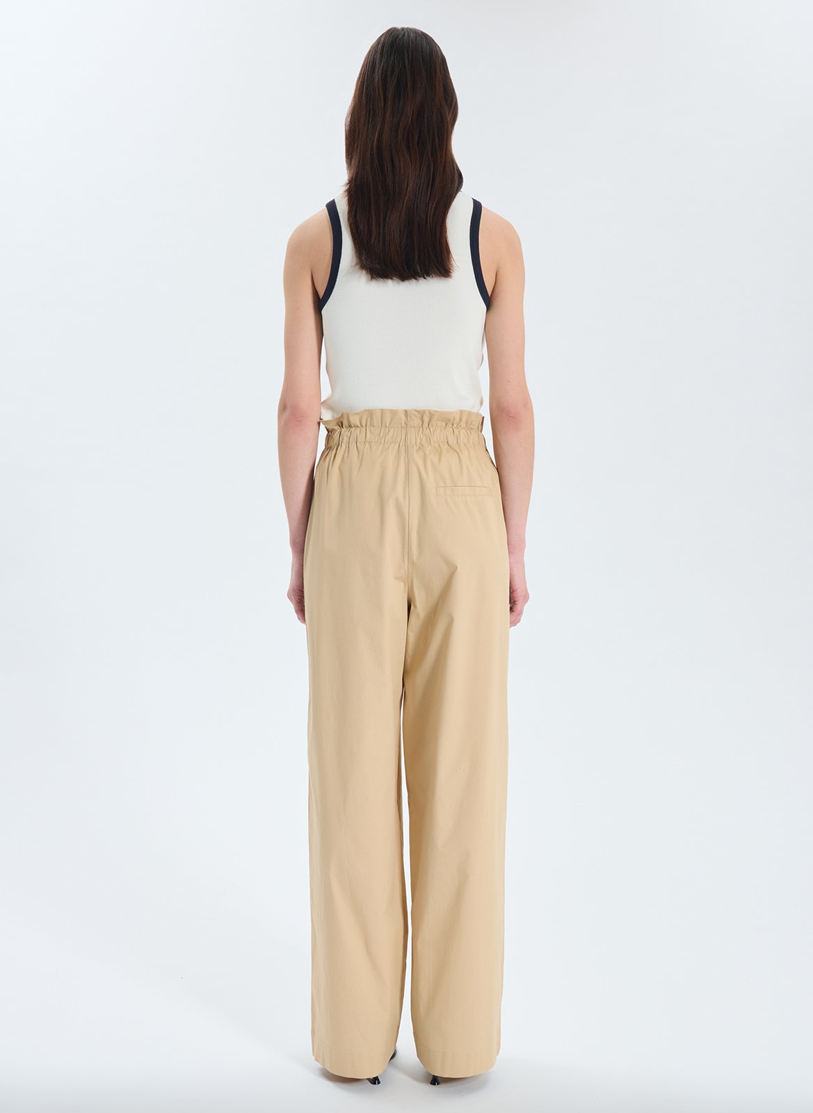 Pantalon large en coton mélangé ZAPA Beige
