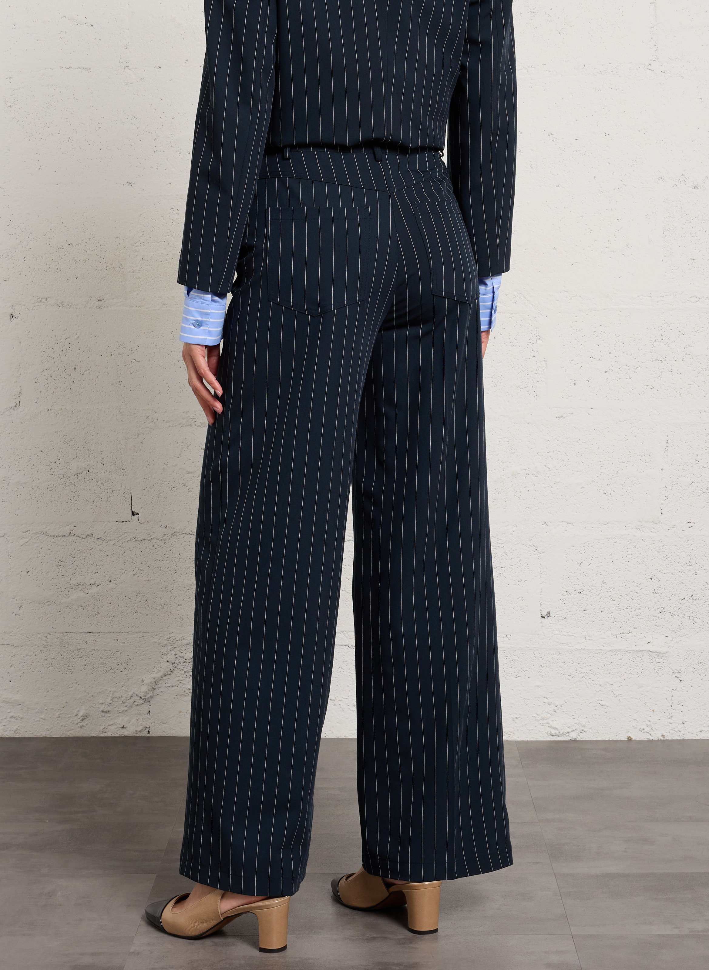 Wijde, gestreepte broek IMPERIAL Blauw