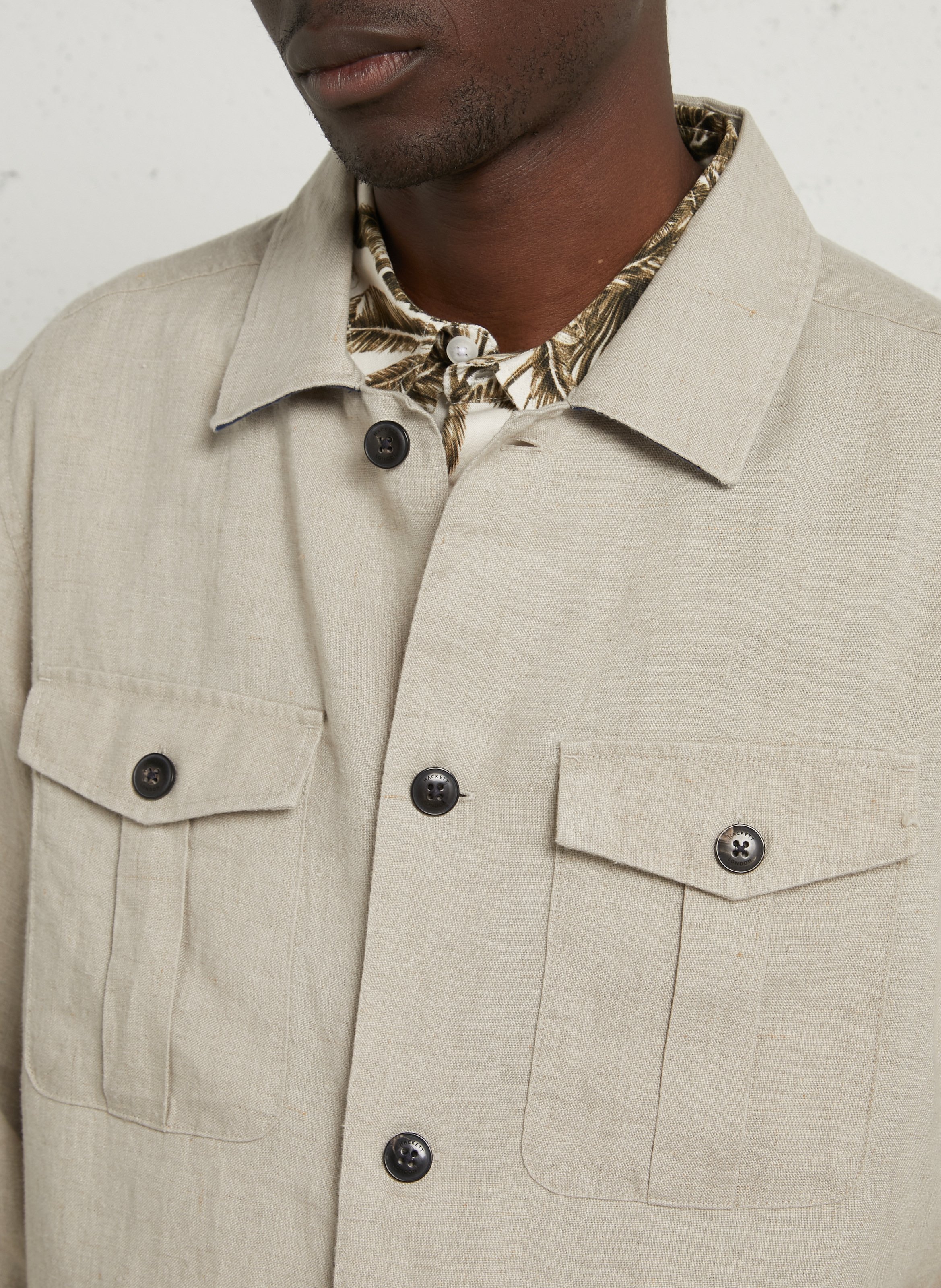 Veste droite en lin HACKETT Beige