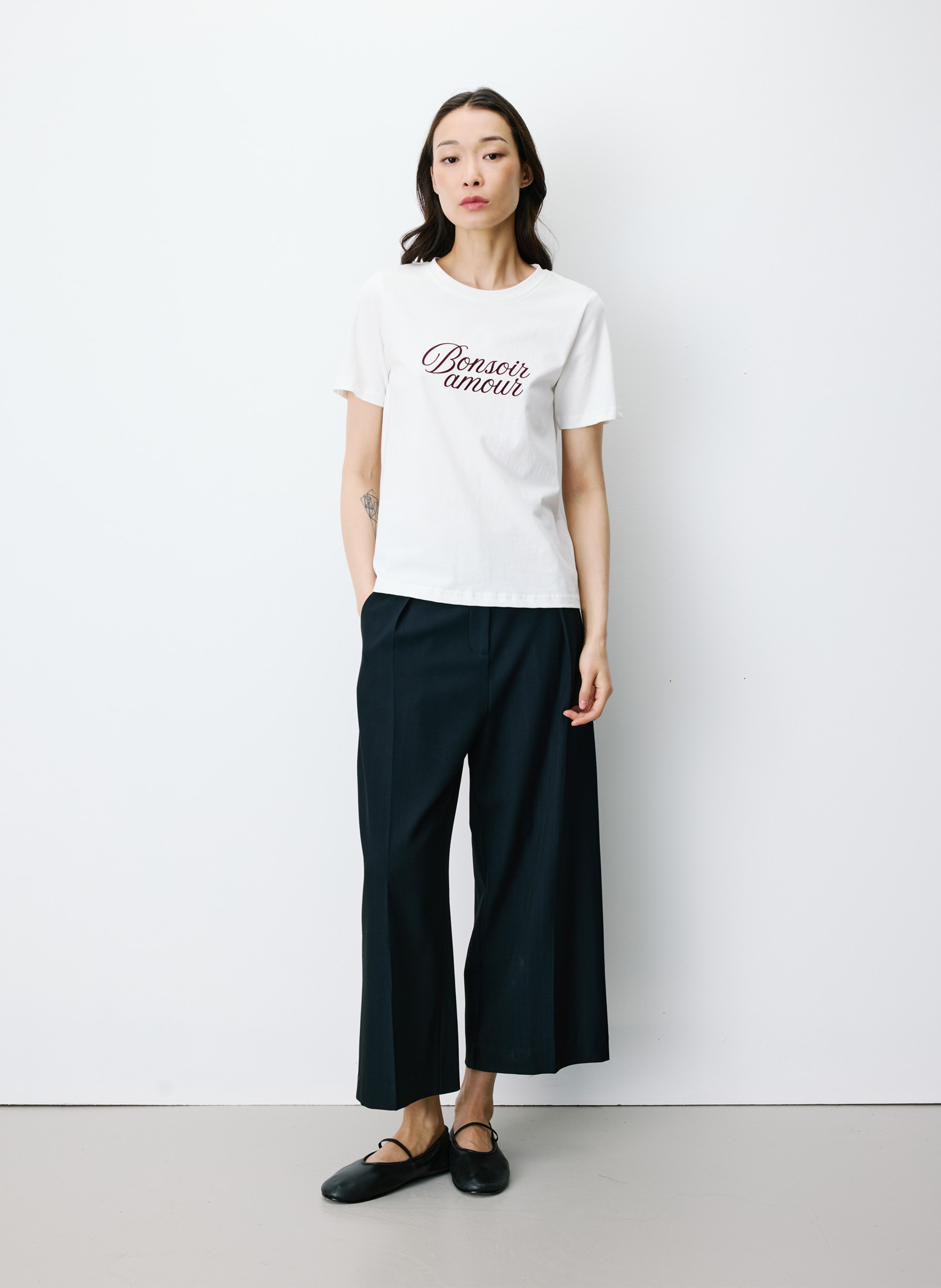 Tee-shirt col rond en coton GRACE ET MILA Blanc