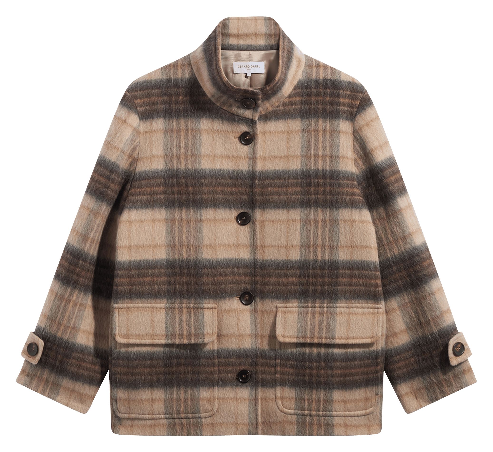 Karierter Mantel aus Wollmix GERARD DAREL Beige