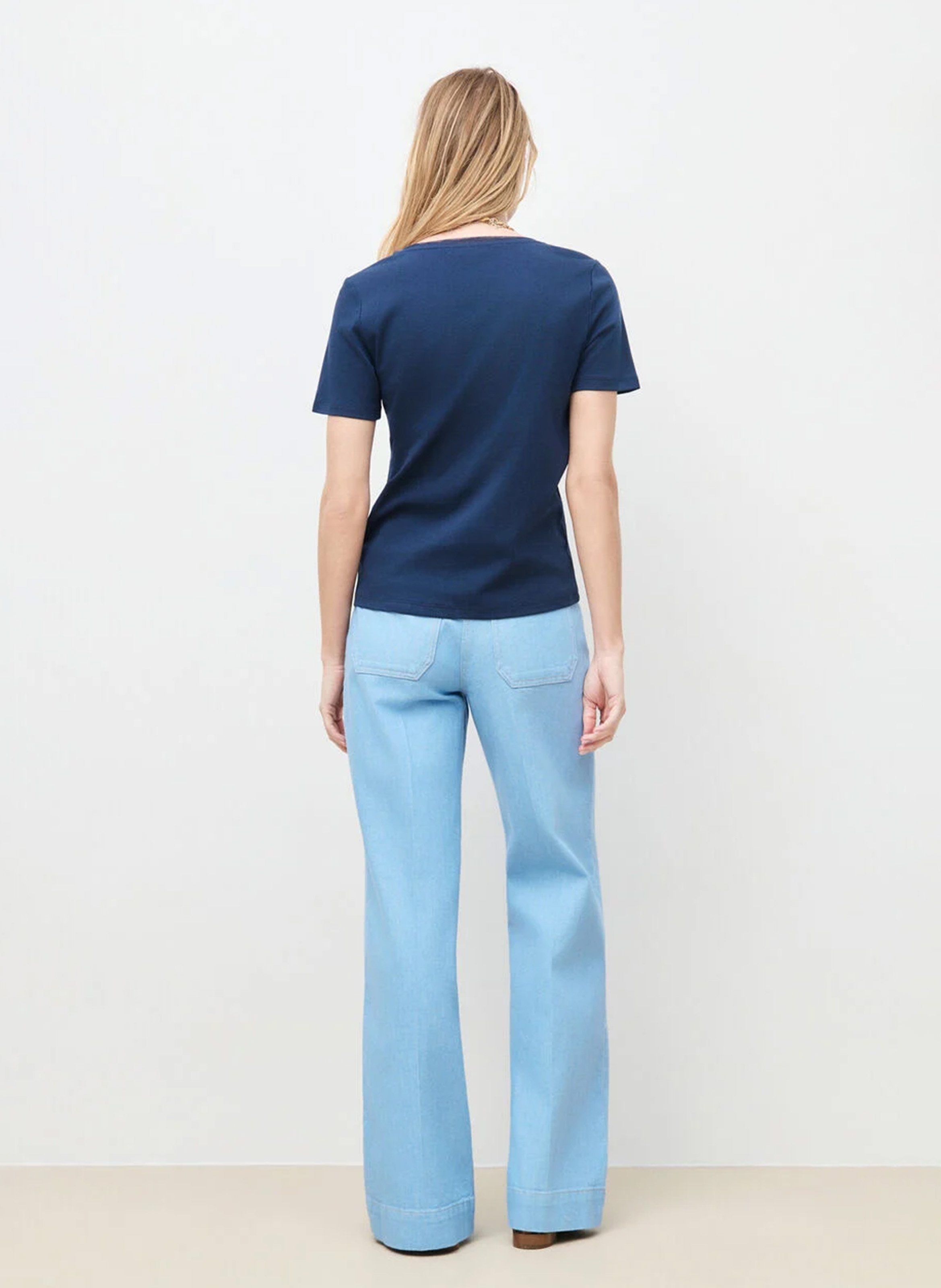 T-shirt moulant en coton CAROLL Bleu