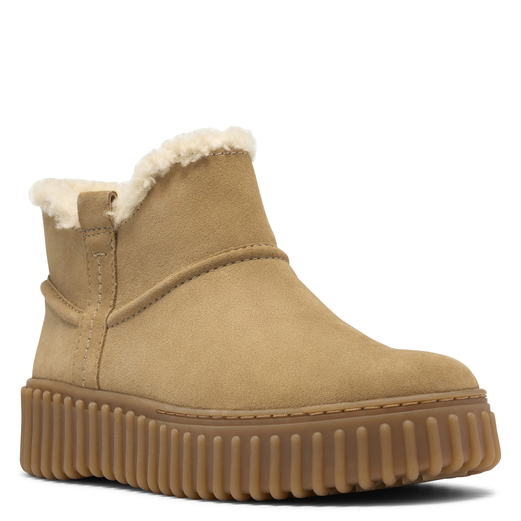 Gevoerde enkellaarzen van leer CLARKS Beige