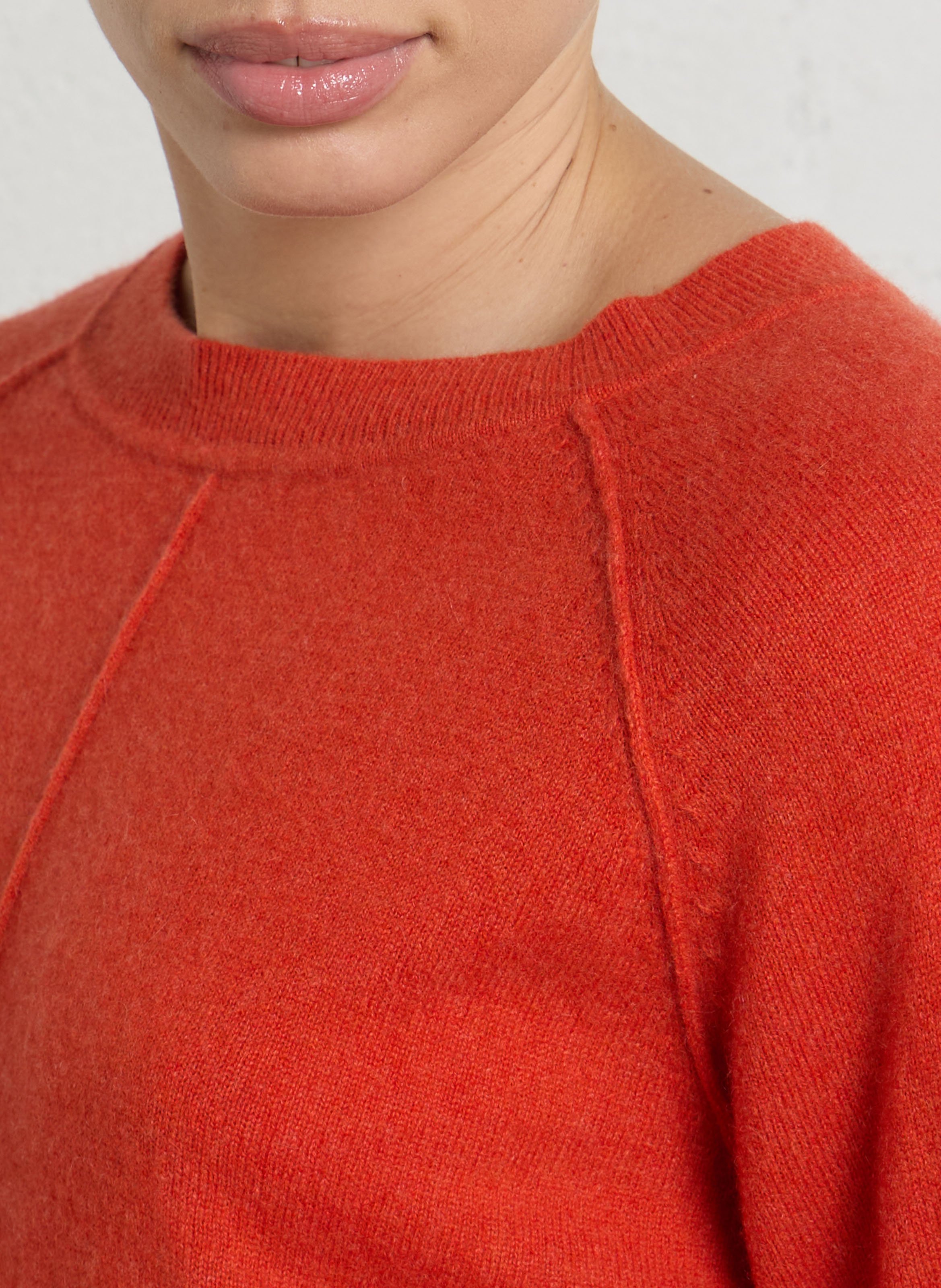 Pull droit col rond en cachemire MAISON 123 Orange