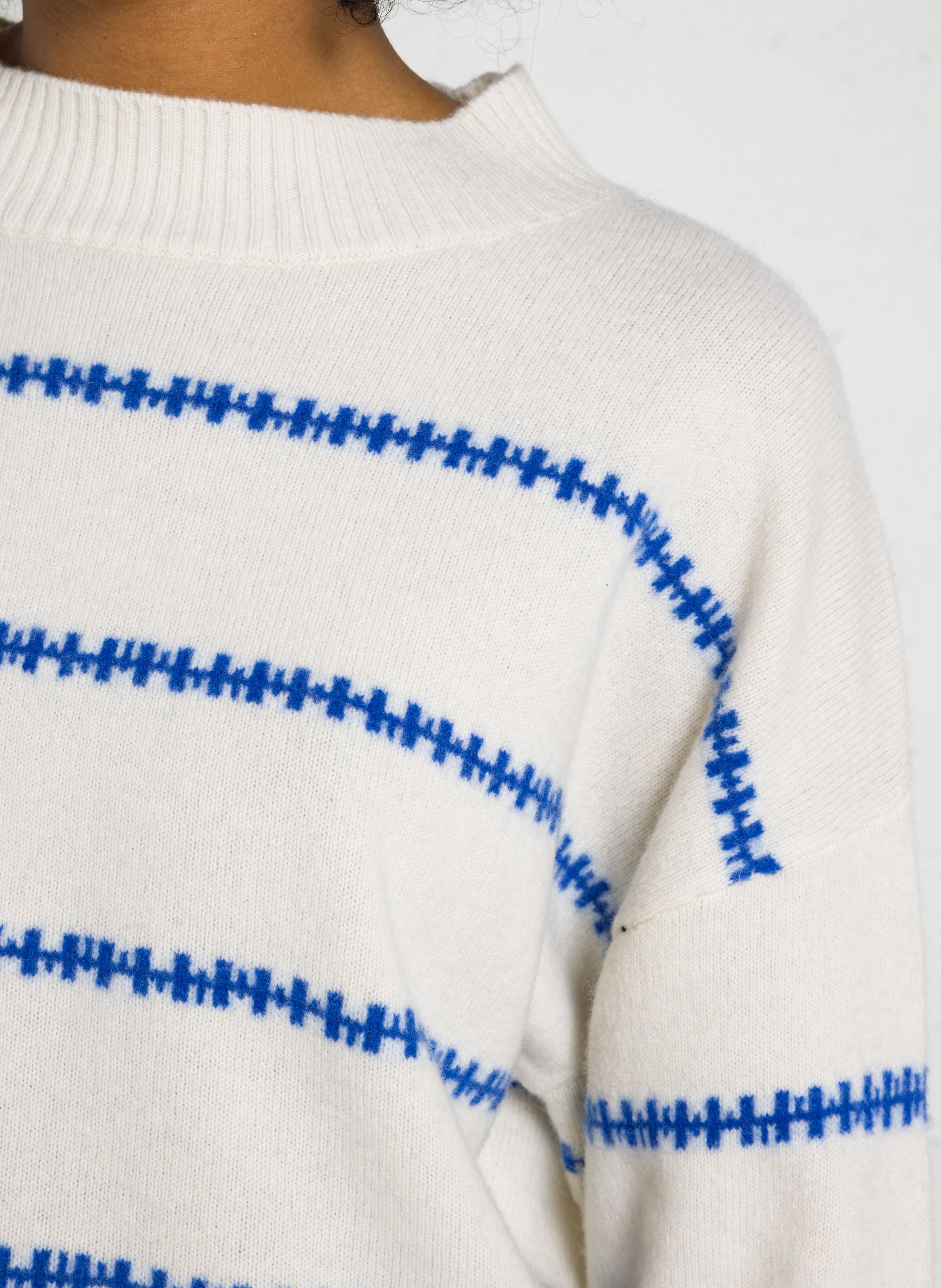 Wollpullover mit Streifen TINSELS Weiss