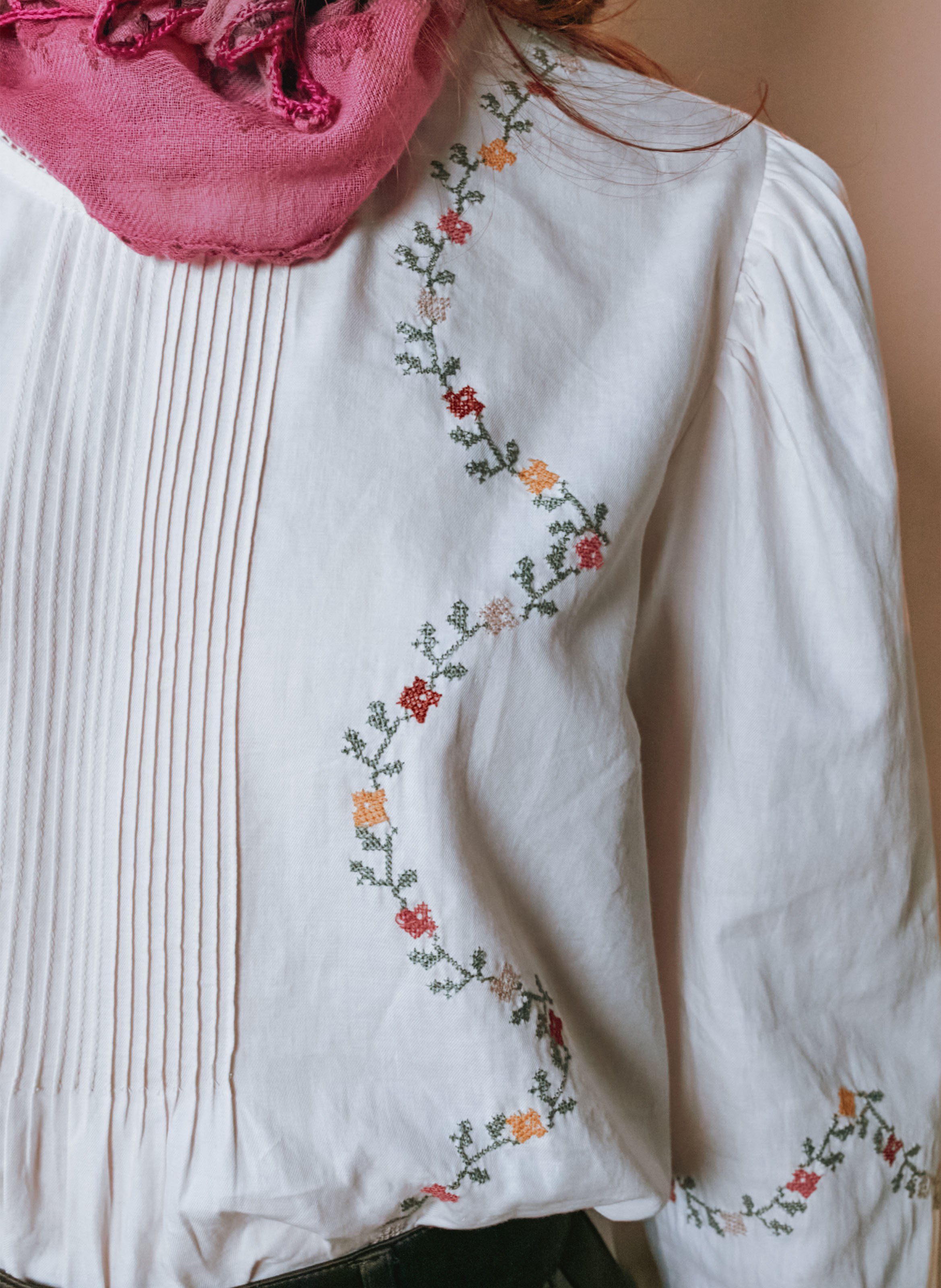 Baumwollbluse mit Rundhalskragen EMILE ET IDA Beige