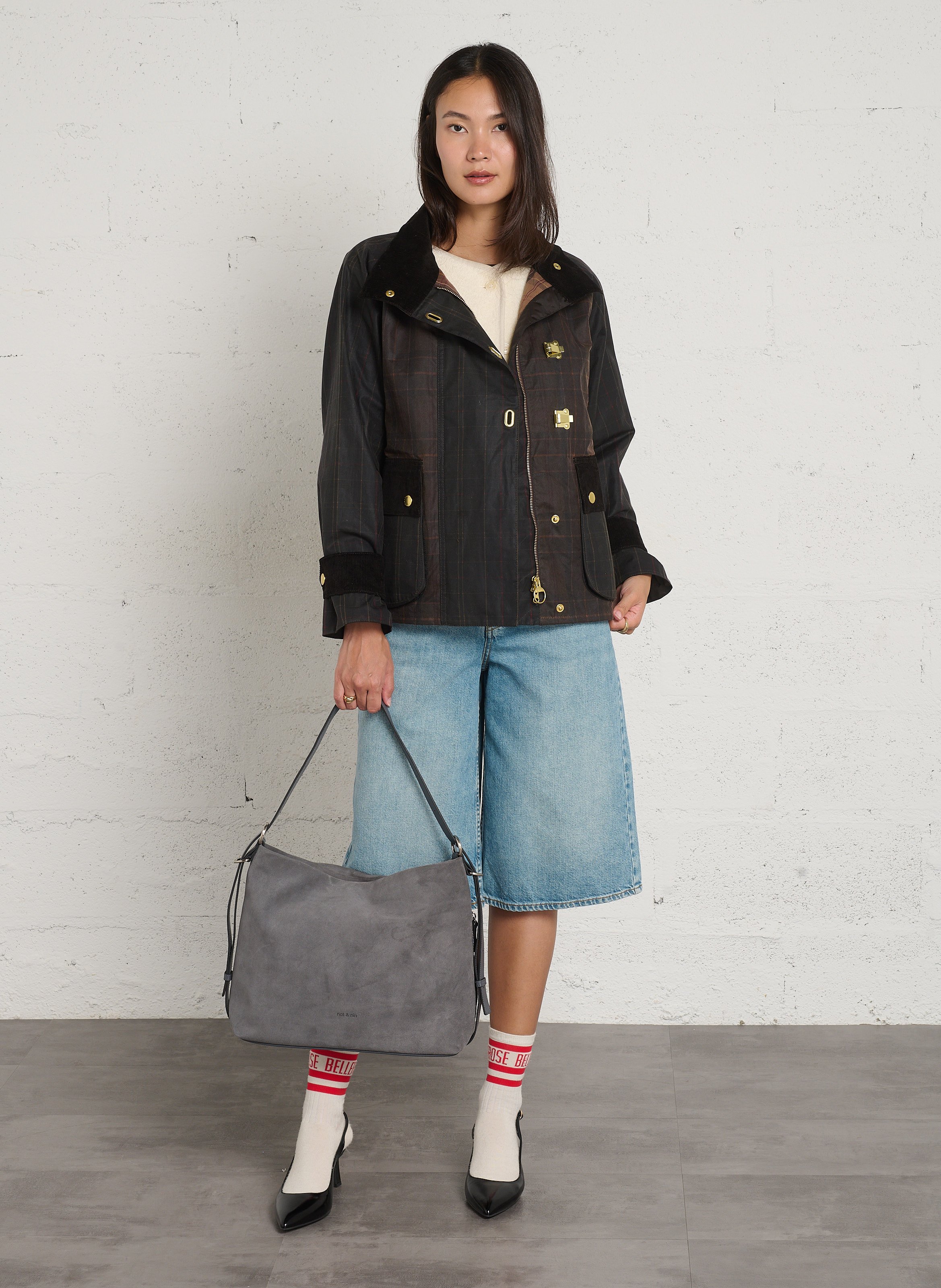 Capriccio - Hobo-Bag, aus Leder NAT & NIN Grau