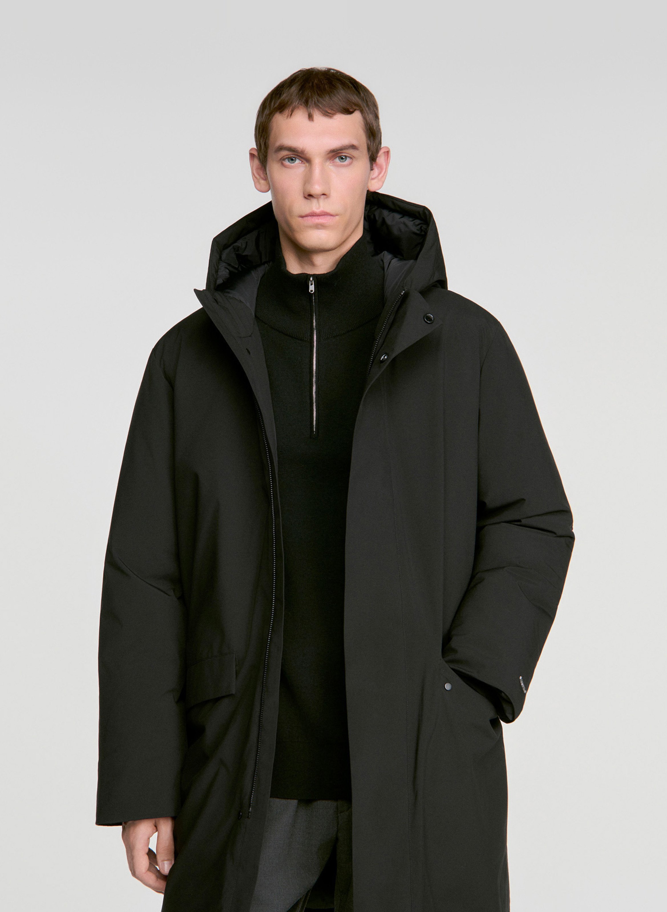Parka col montant à capuche SANDRO Noir