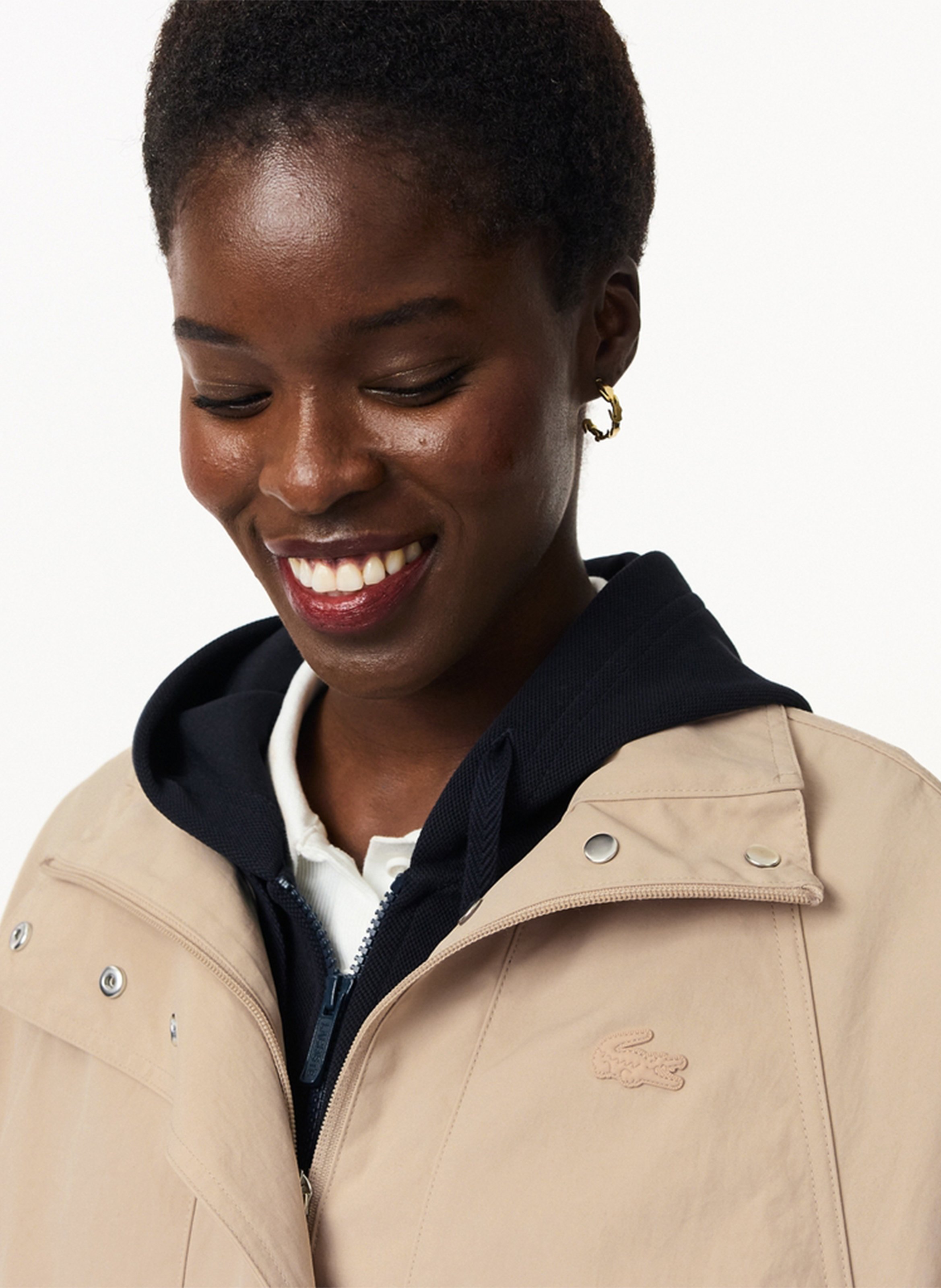 Gerader Parka mit Stehkragen, wasserabweisend. LACOSTE Braun