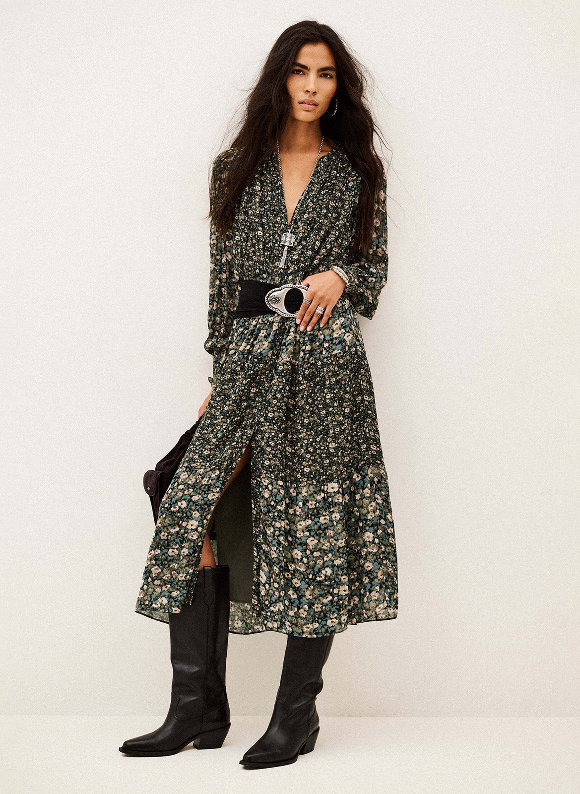 Midi dress with floral pattern BA&SH