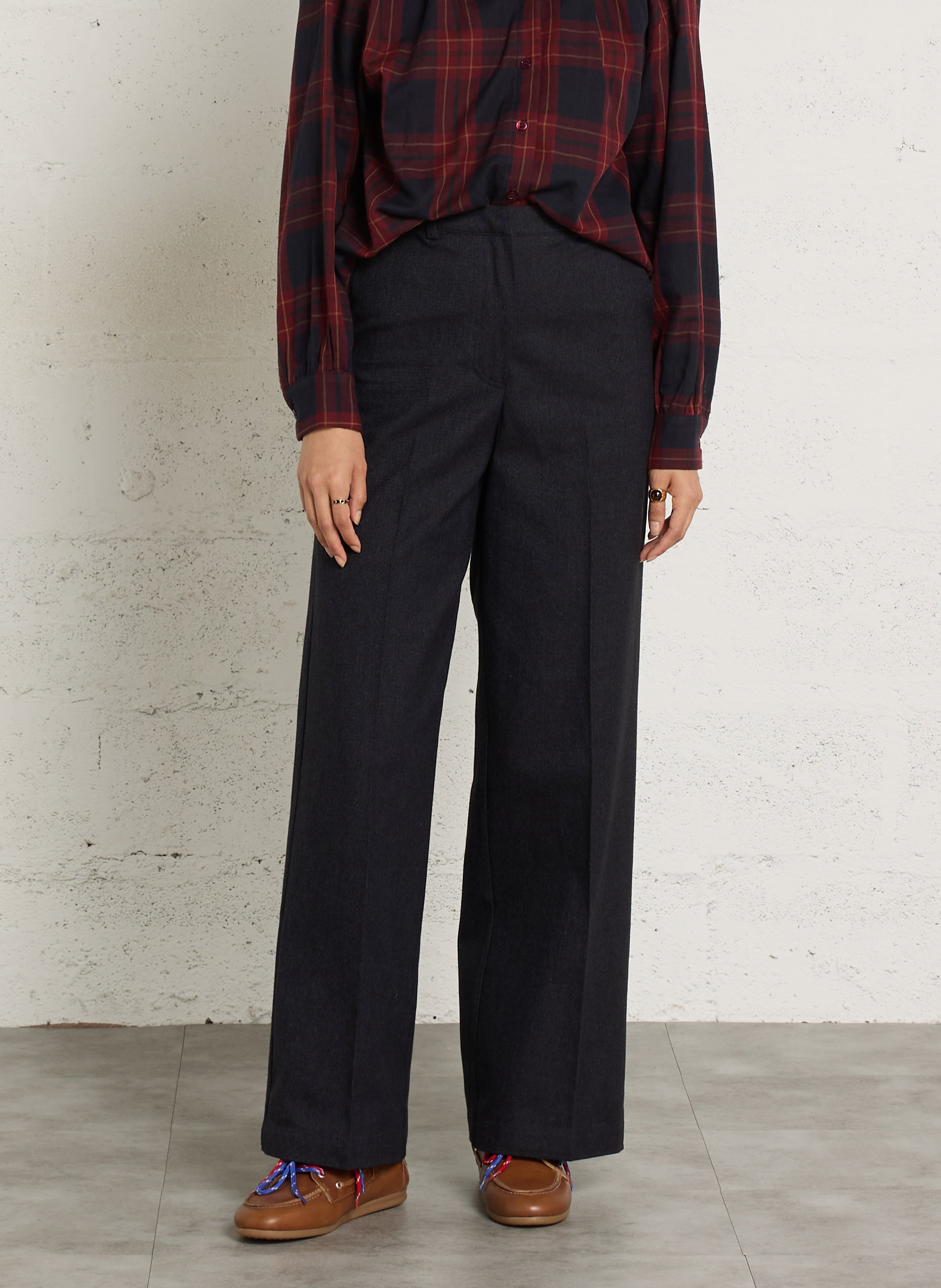 Straight tailored trousers in blended cotton NICE THINGS Blue