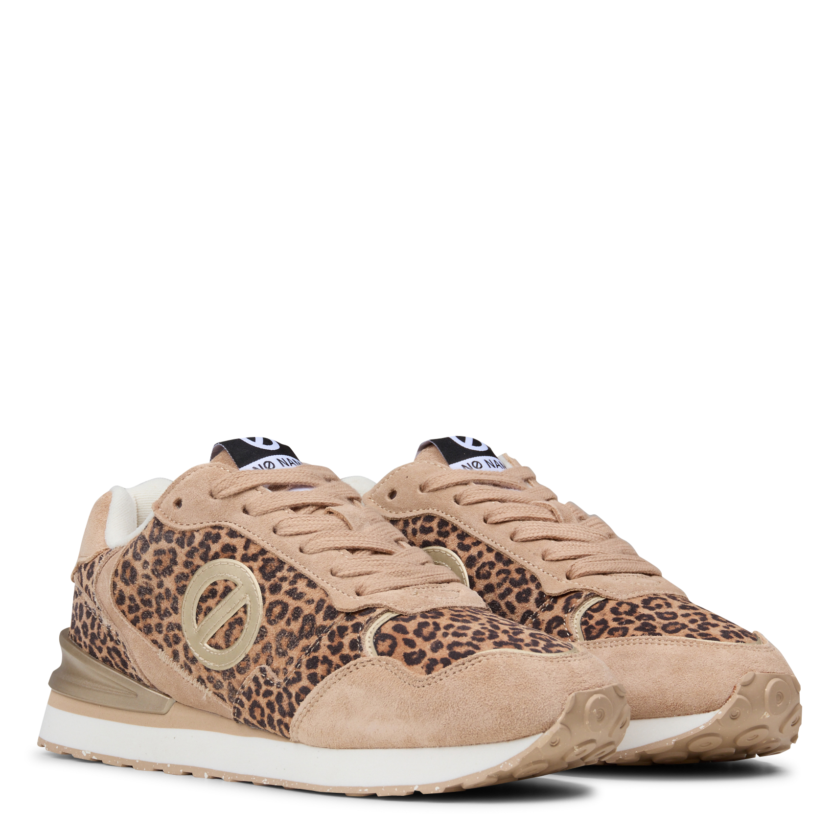 Lage sneakers met dierenprint van suèdeleer NO NAME Beige