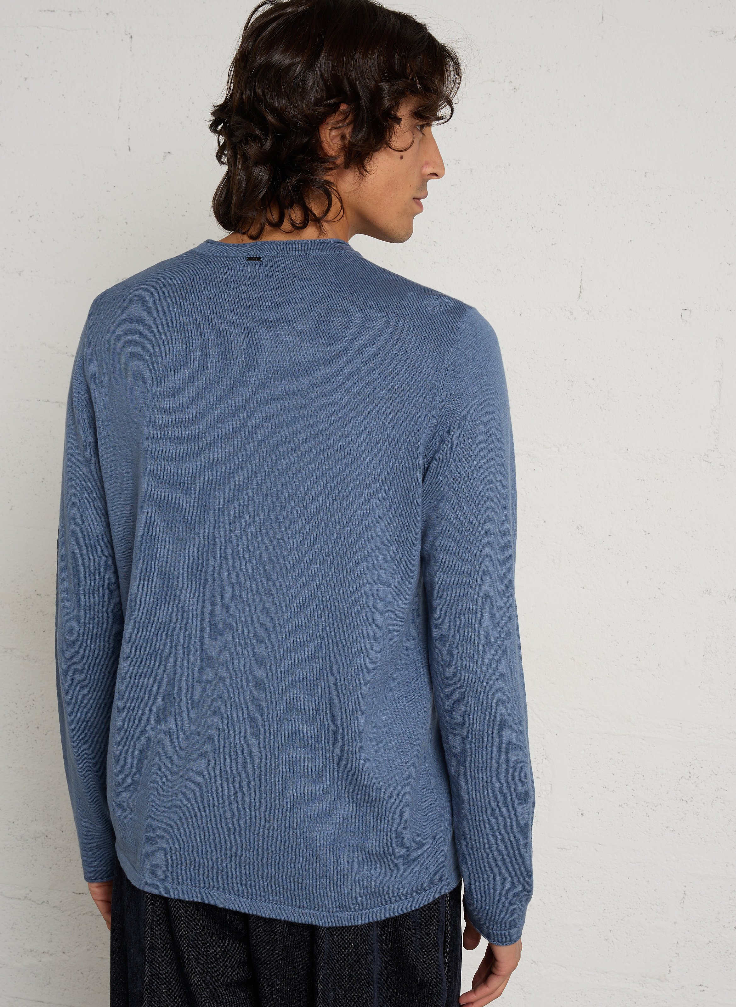 Pull droit col rond en coton IKKS Bleu