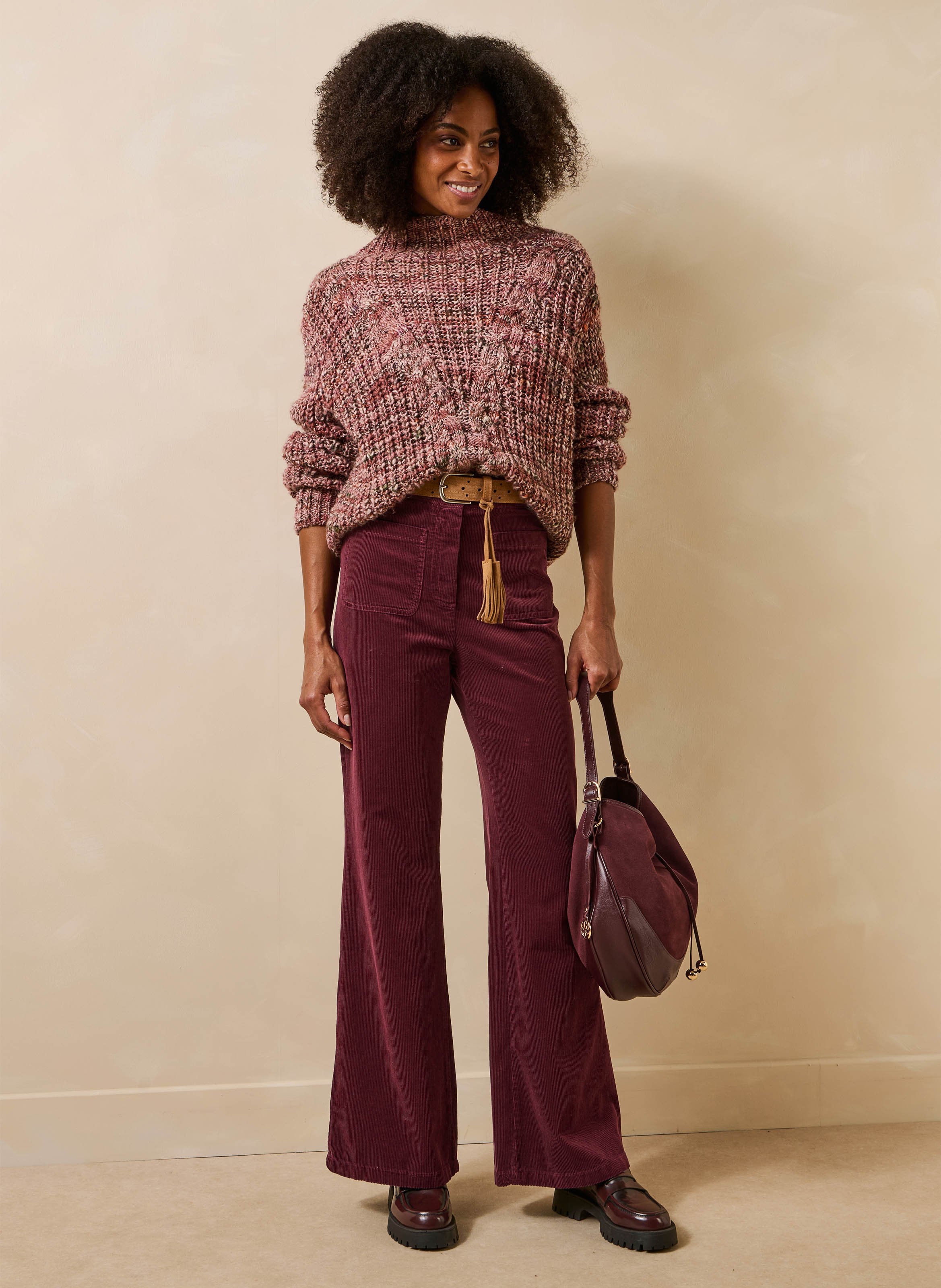 Pantalon large velours côtelé en coton mélangé LA FEE MARABOUTEE Rot