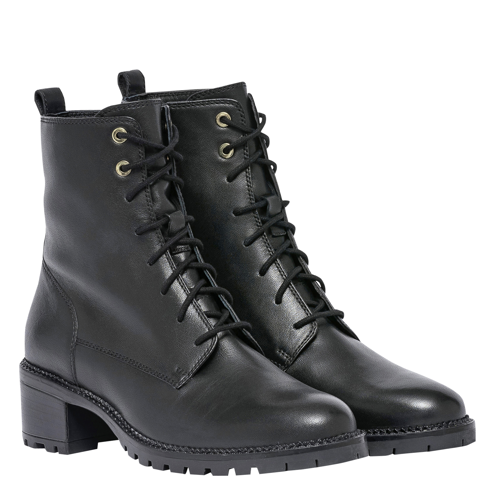 MARAWILA-Boots en cuir lisse à lacets BOCAGE Noir