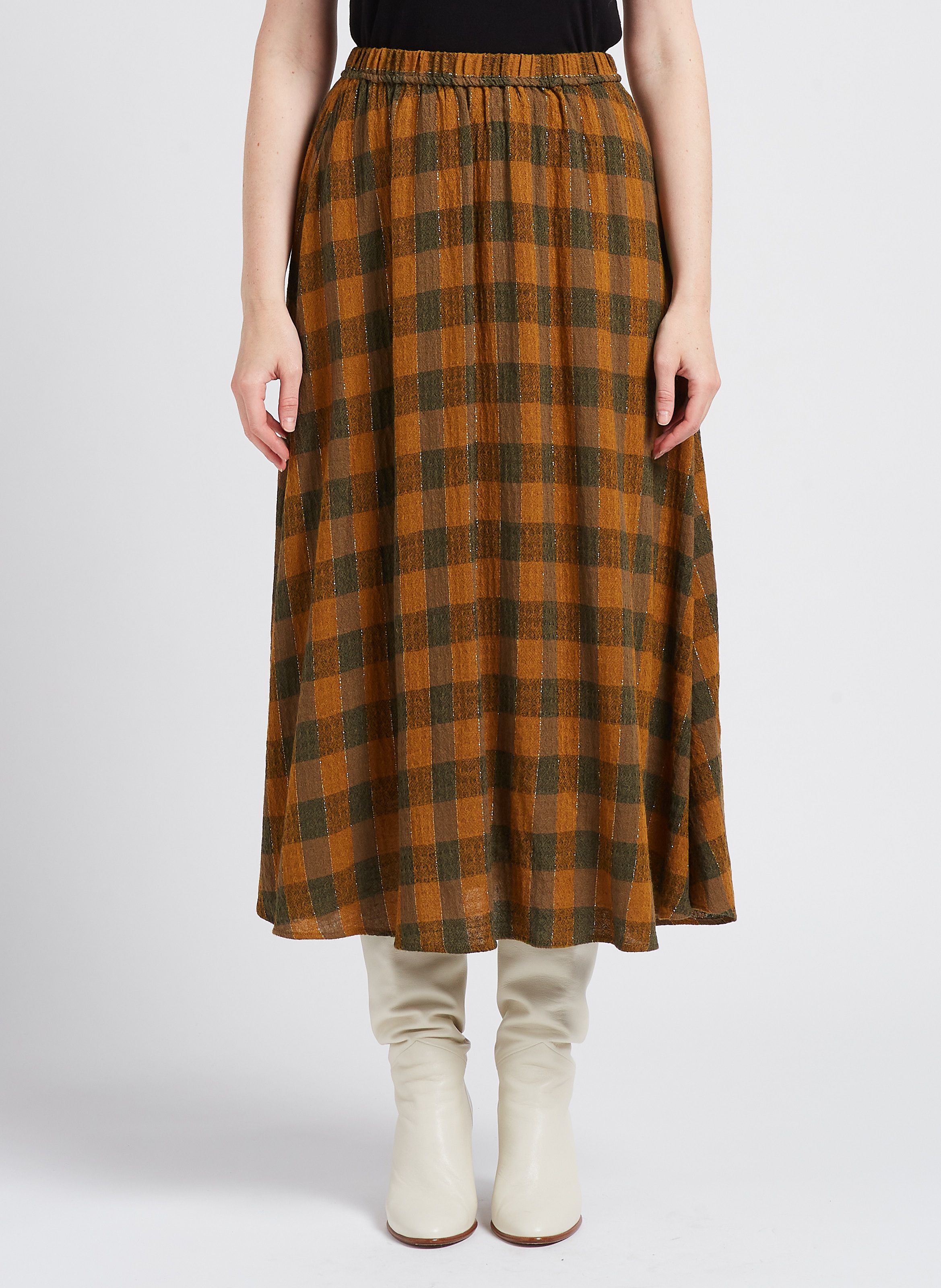 Multicolored Long checked skirt