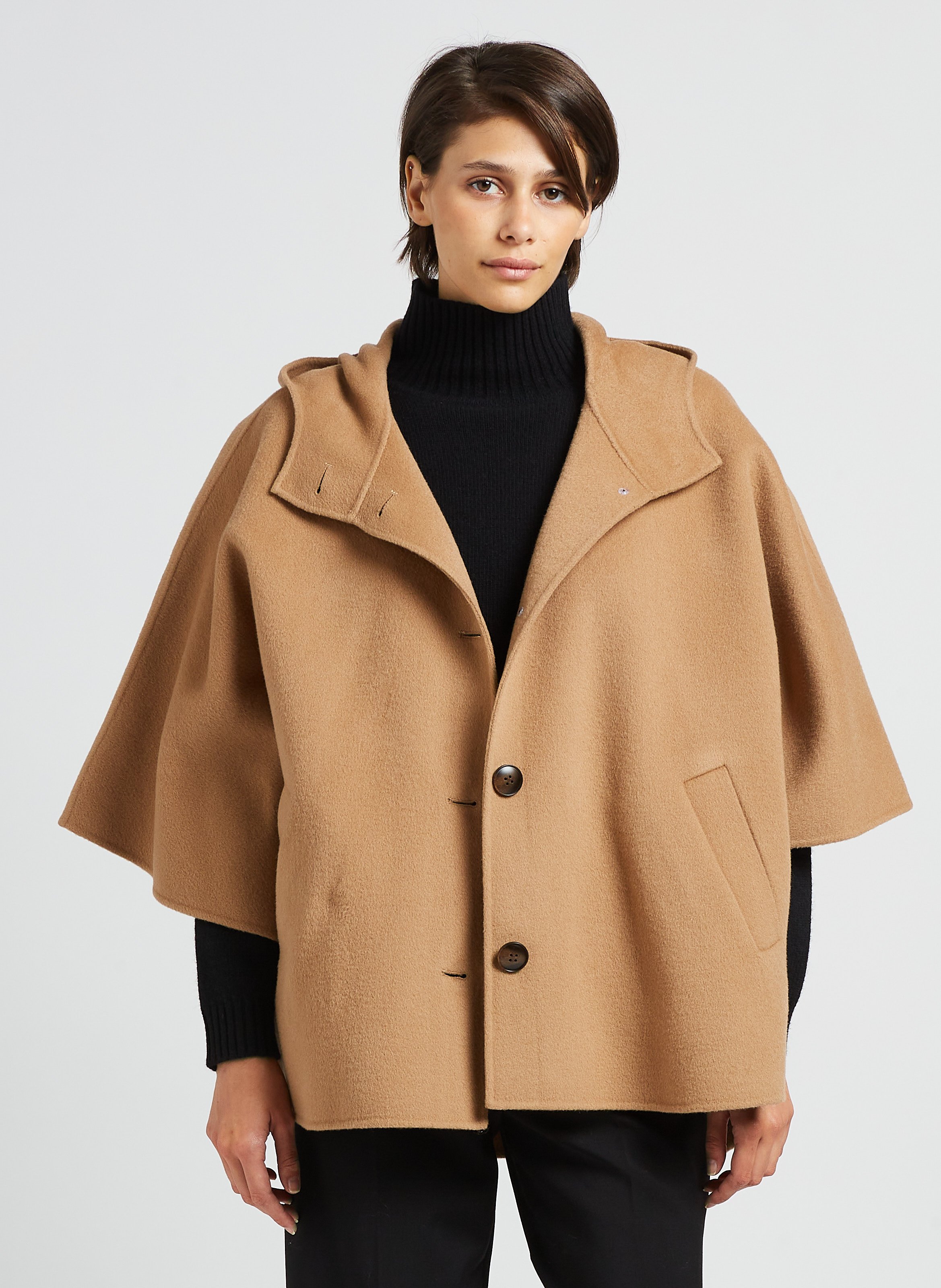 Hooded Wool Coat Camel Gerard Darel - Women | Place des Tendances
