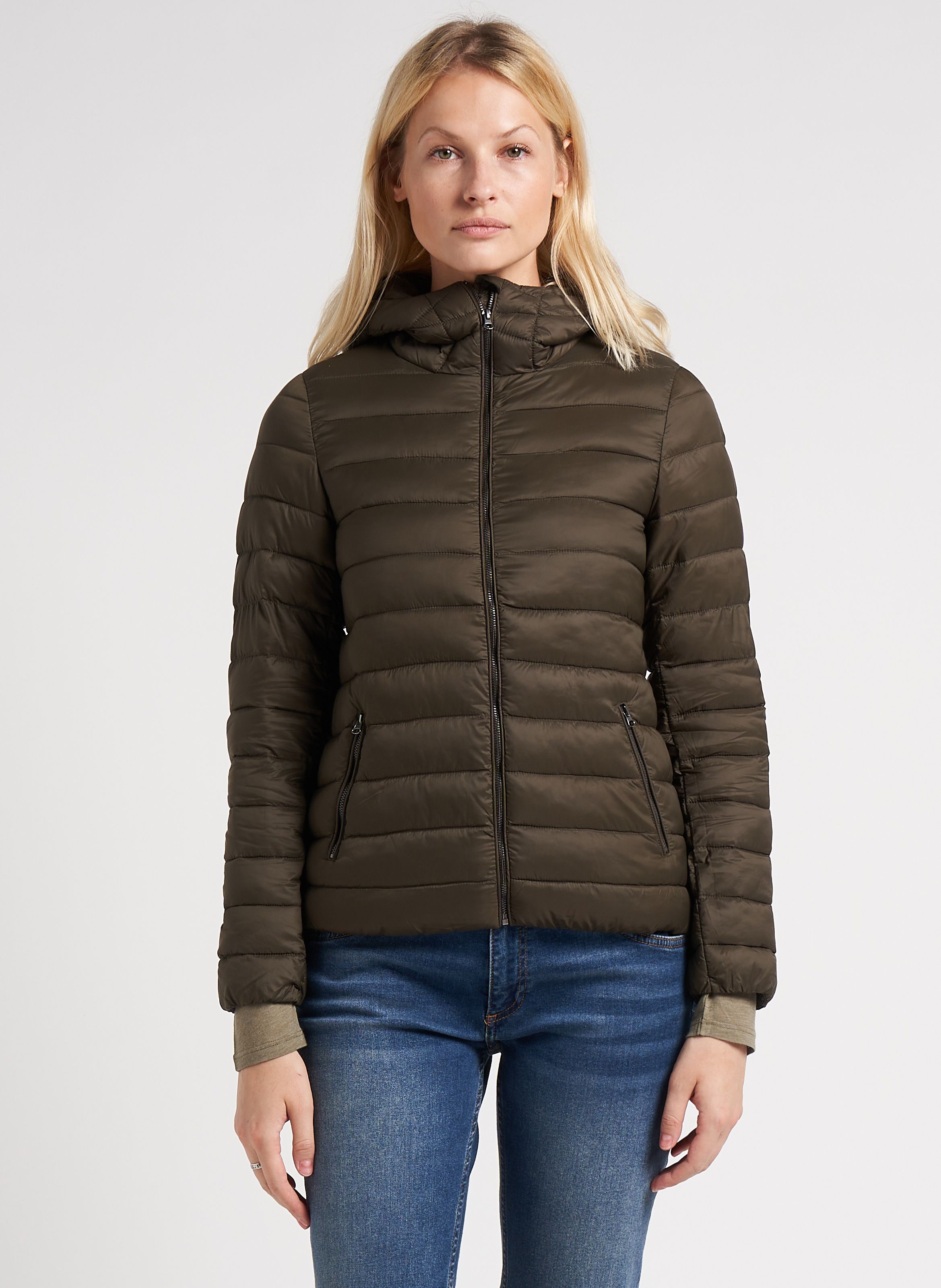 Straight cut Lightweight Padded Jacket With Hood Vert Maison 123