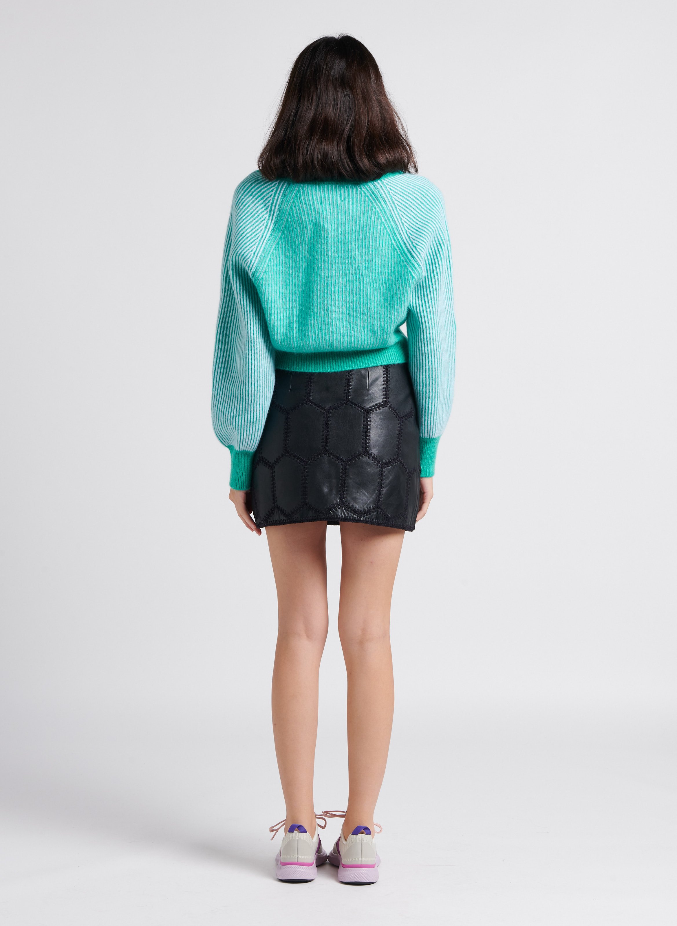 Short V-neck striped cashmere cardigan CRUSH Multicolored