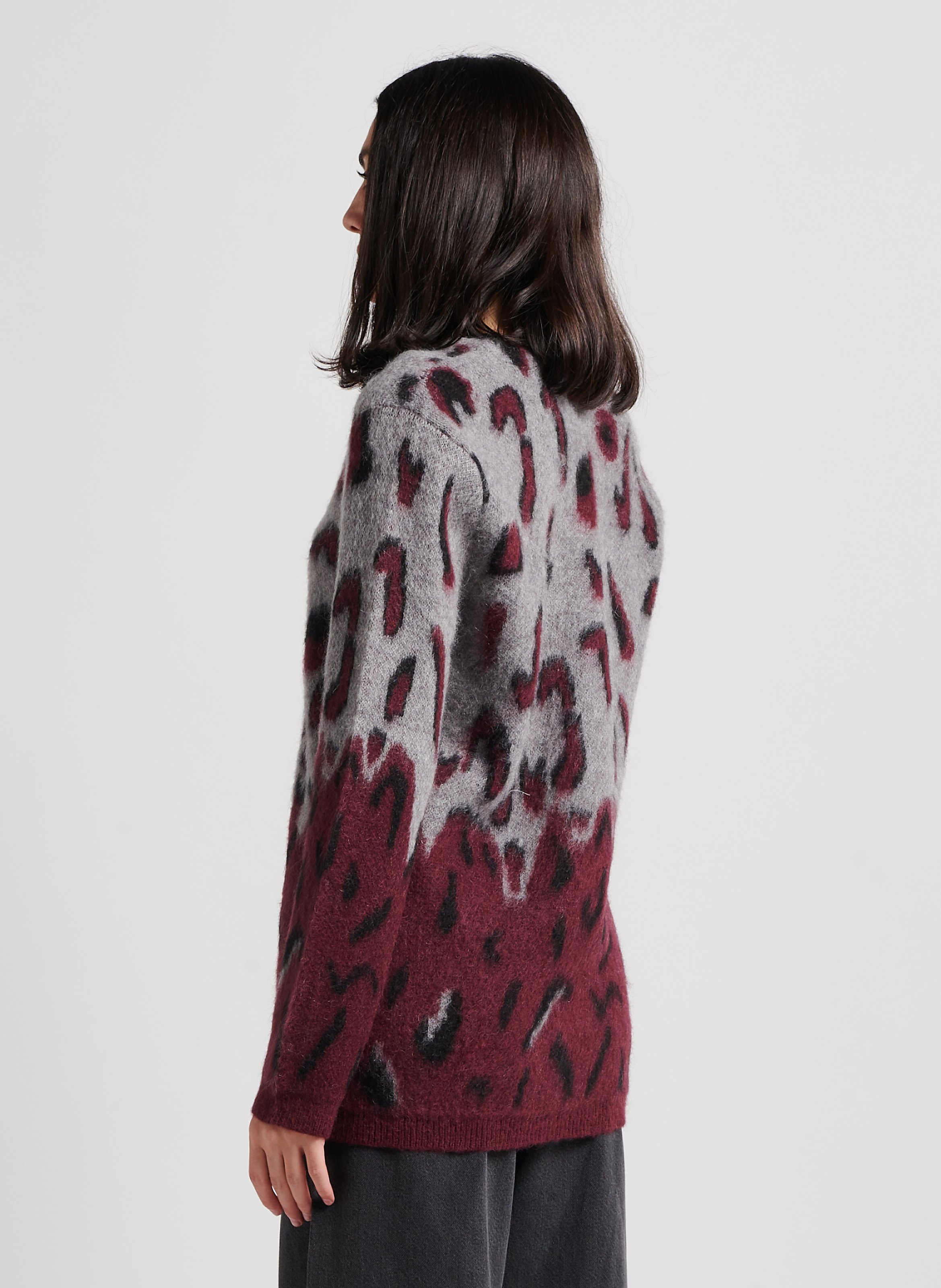 Gerade geschnittene Strickjacke mit V-Ausschnitt und Print SCOTCH AND SODA Rot