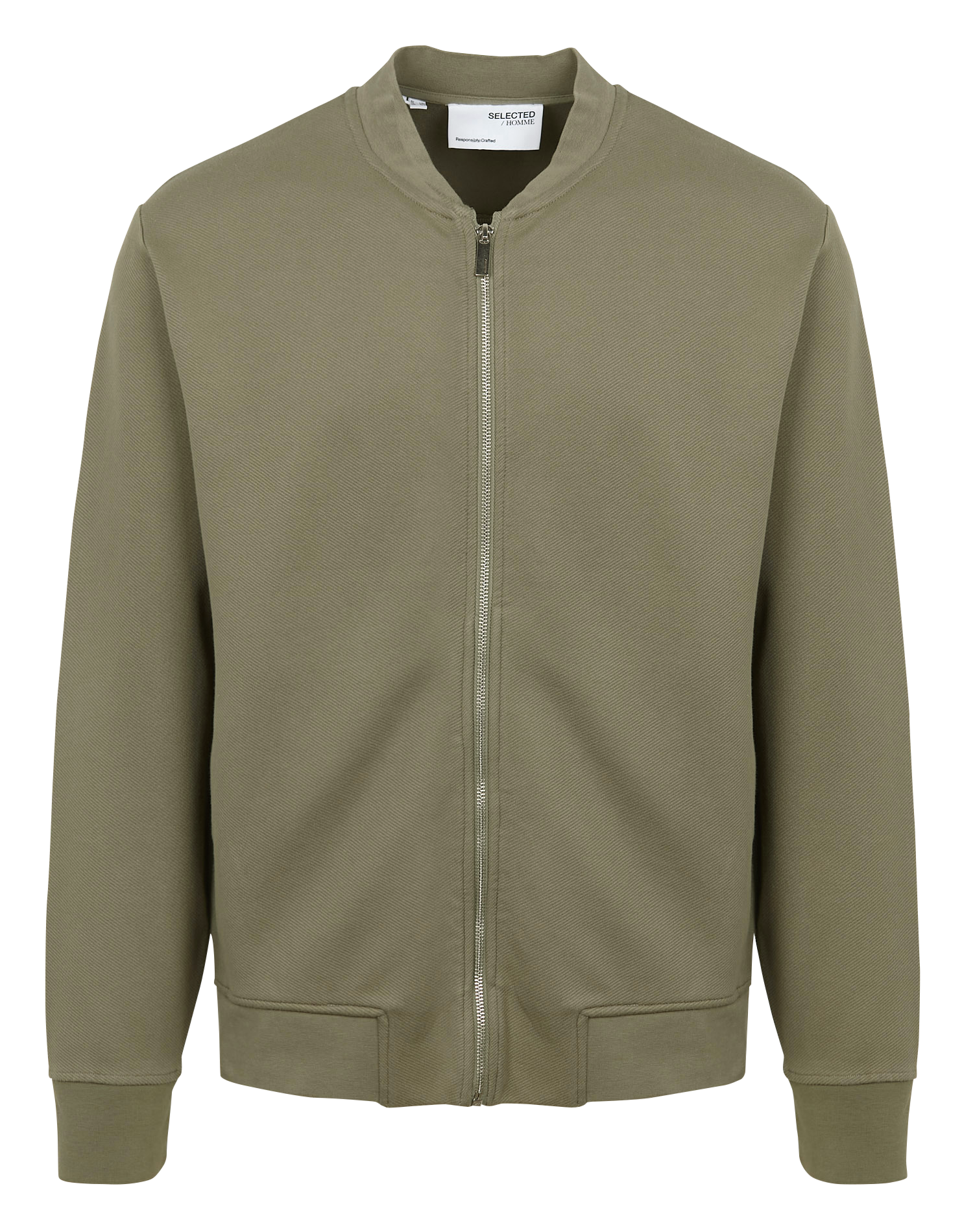 Gilet droit col teddy en coton bio mélangé SELECTED Gris