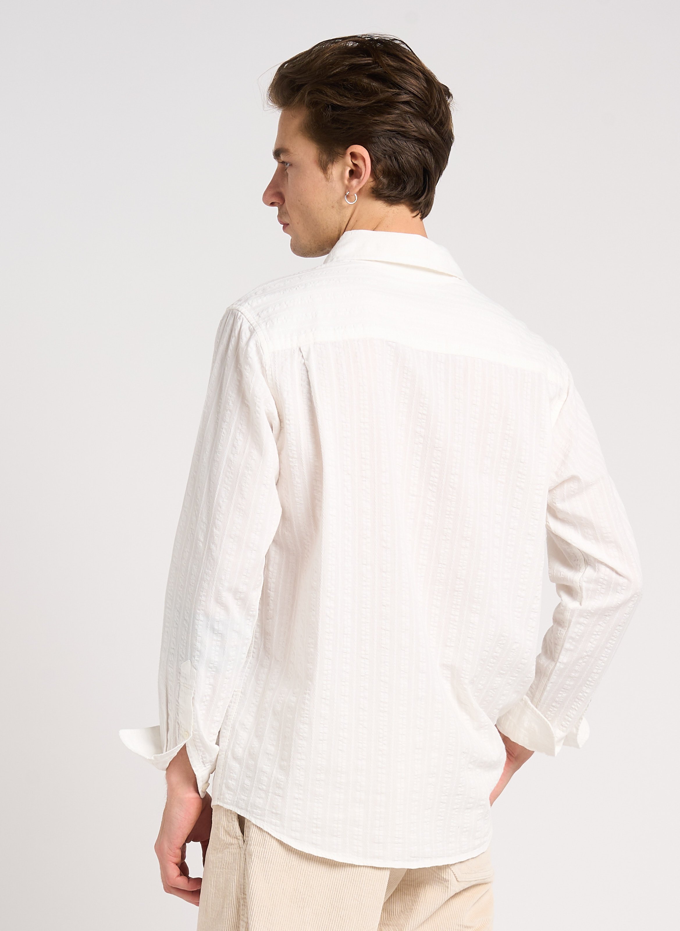 Chemise regular texturée en coton bio SAMSOE SAMSOE Blanc