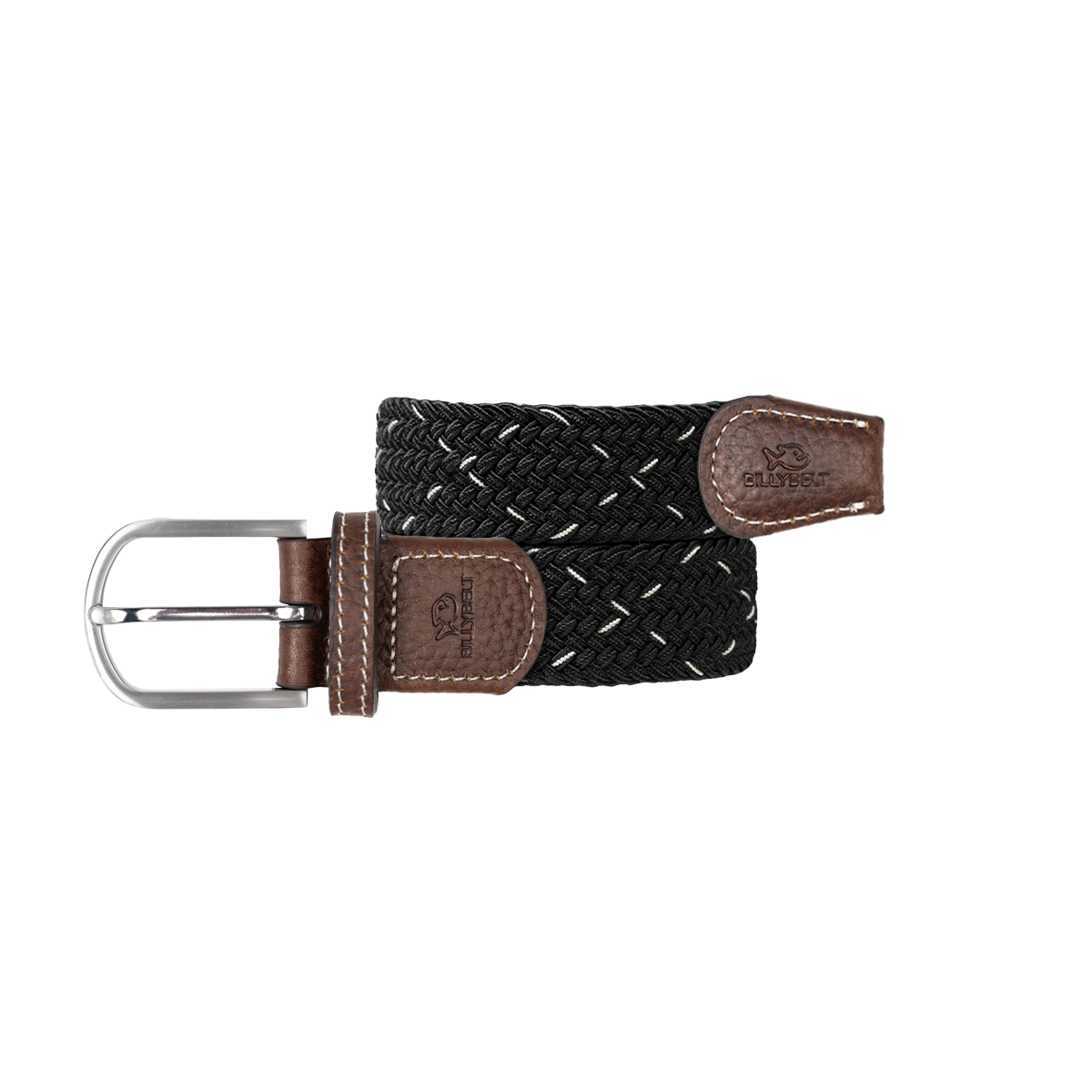 Multicolored braided elastic belt BILLYBELT Black