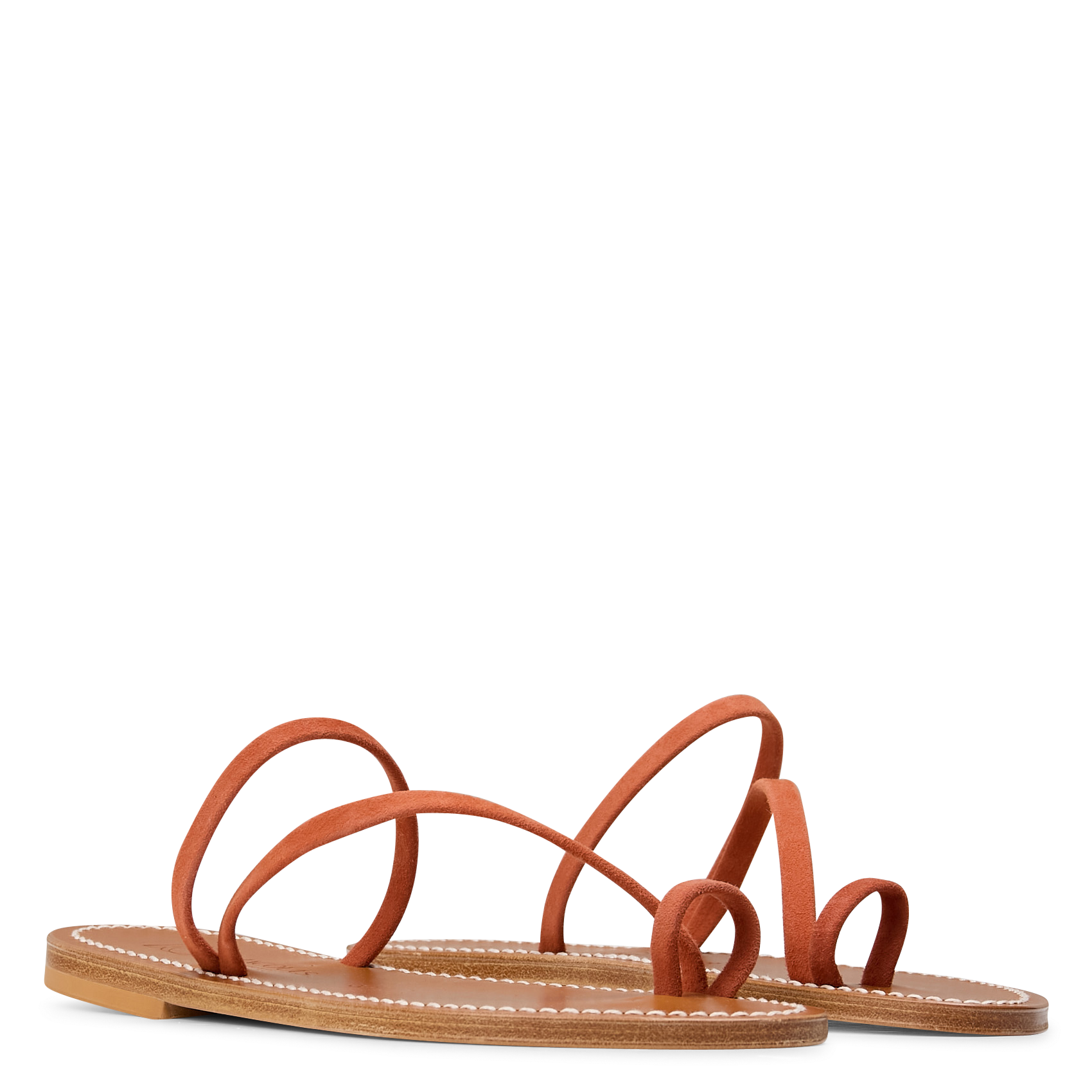 Aouda flat leather sandals K JACQUES Red