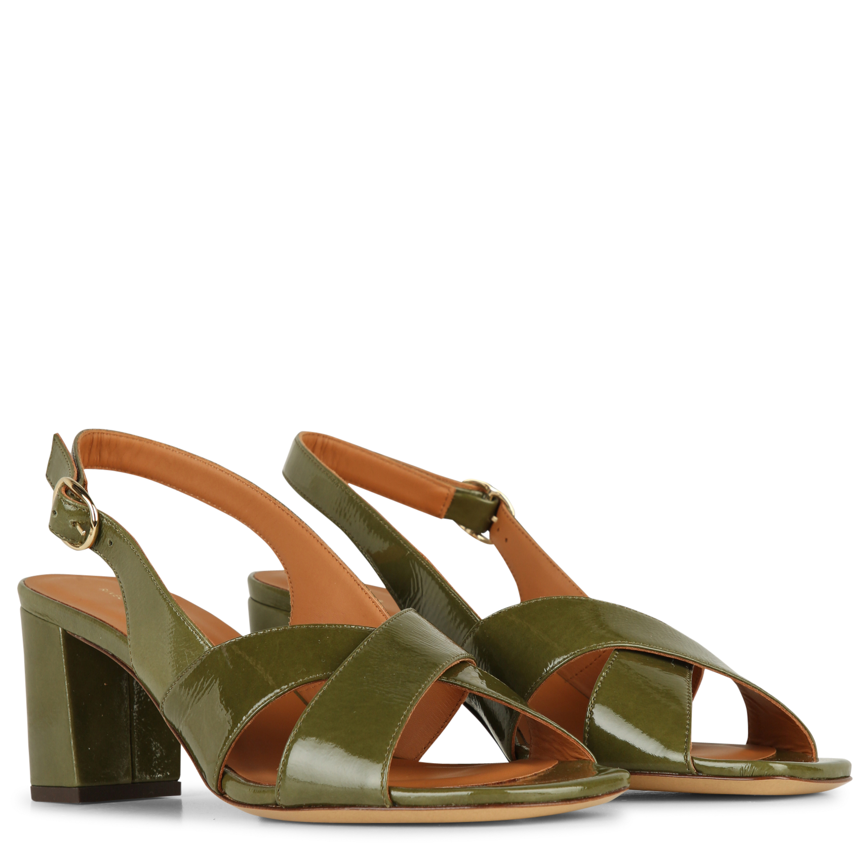 Sandales à talon en cuir vernis RIVECOUR Vert