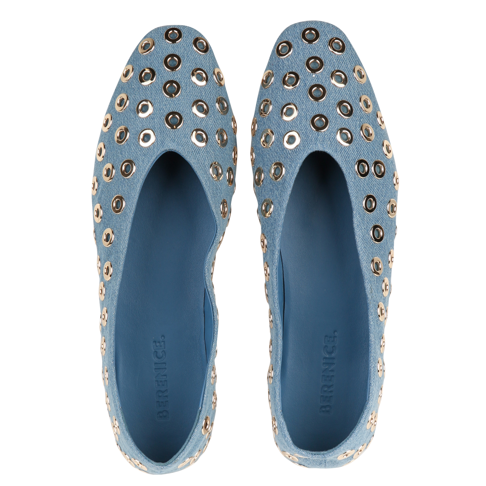 Ballerinas aus Baumwolldenim Blau