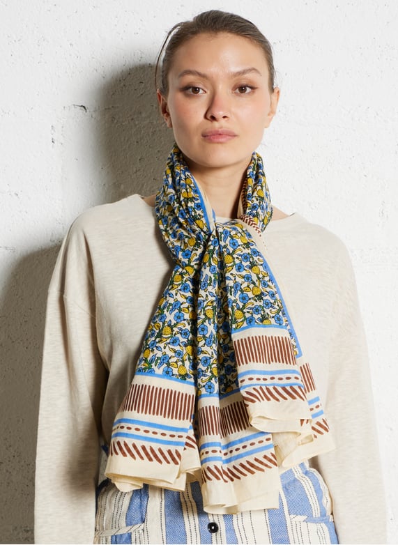Cotton-Blend floaty scarf Birch white Becksondergaard Women