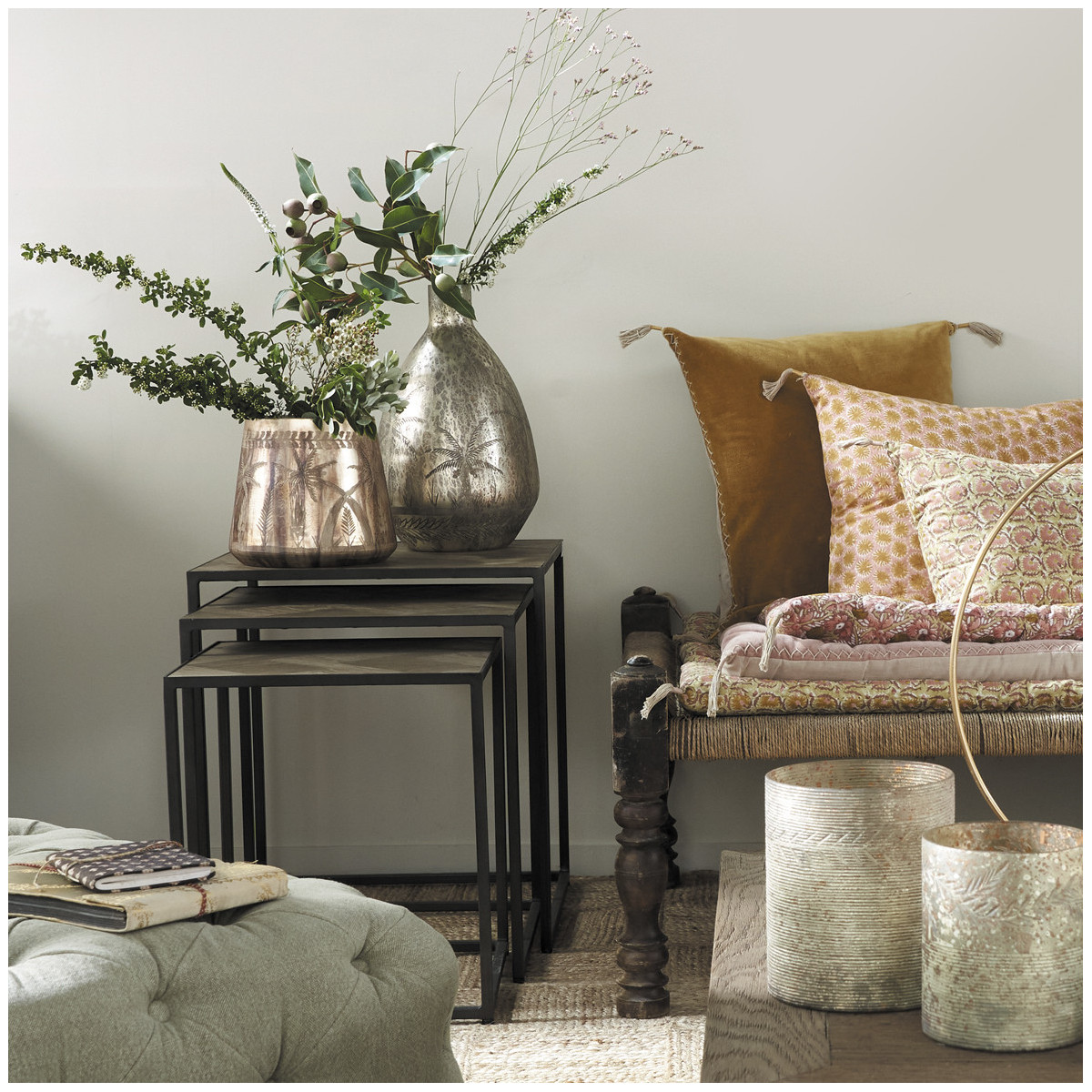 Round vase BLANC D'IVOIRE Golden