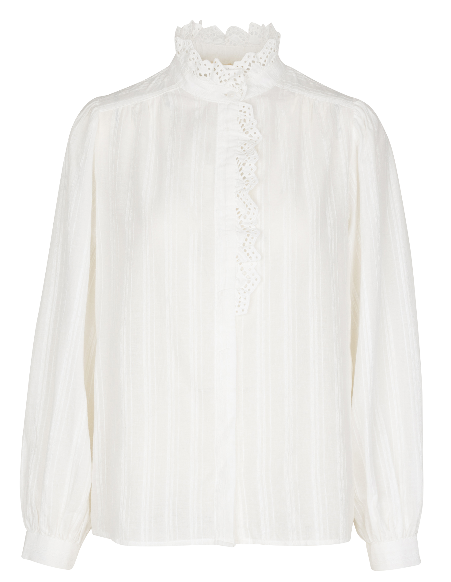 Gerade Bluse mit Spitze aus Bio-Baumwollmischung SUNCOO Weiss