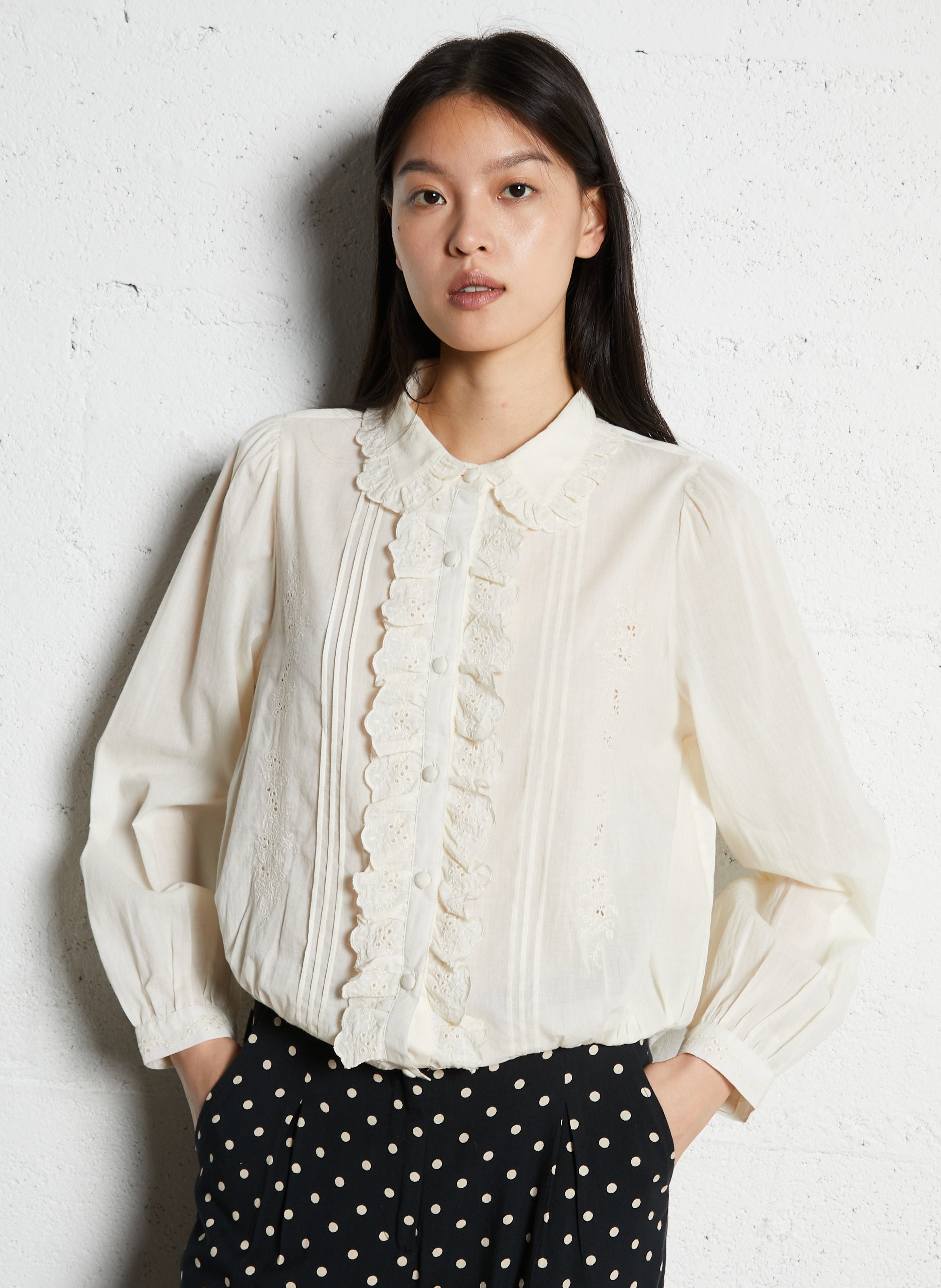 Blusenhemd mit Baumwoll-Peter-Pan-Kragen EMILE ET IDA Beige