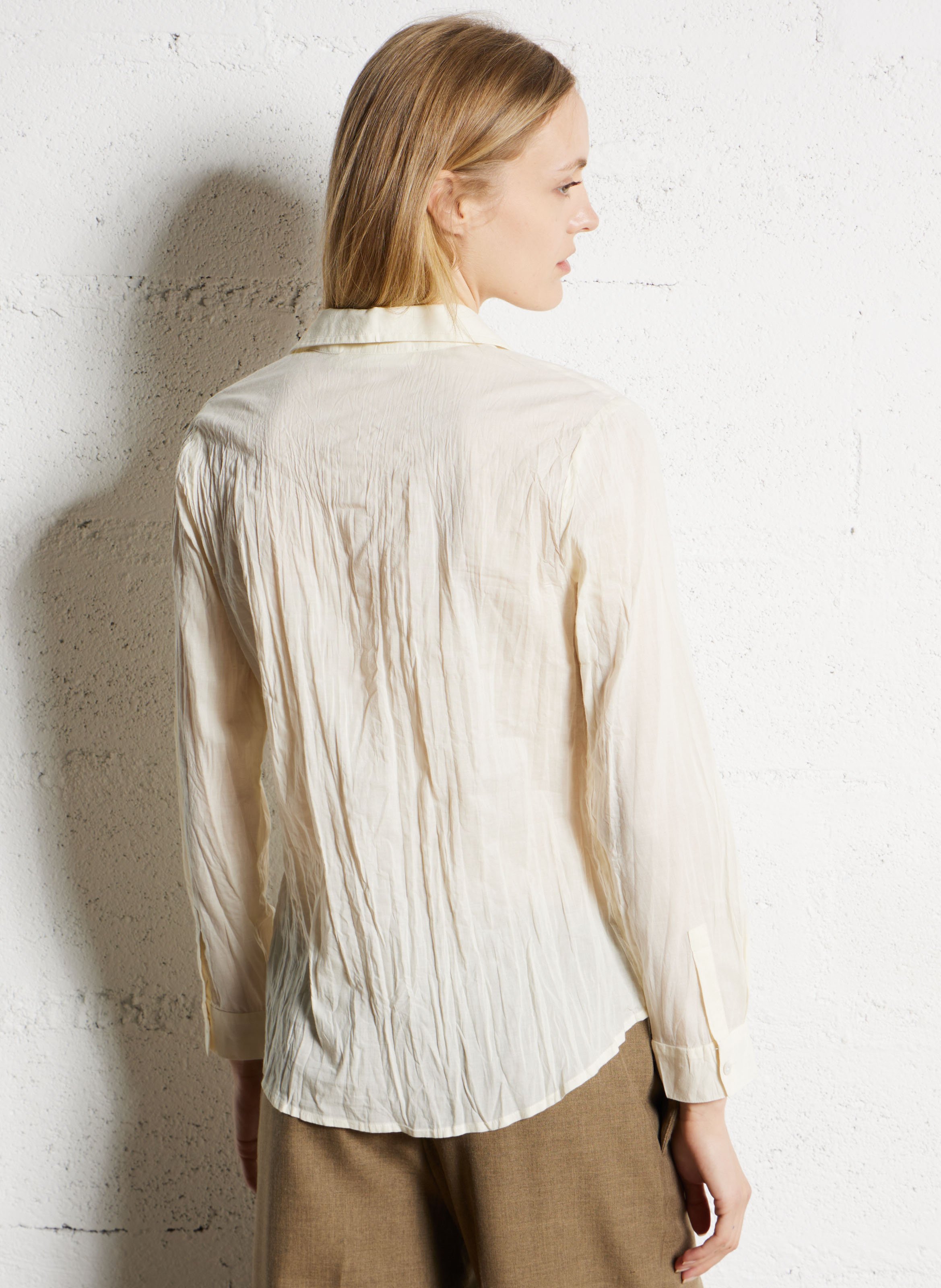 Chemise droite froissée en coton NICE THINGS Beige