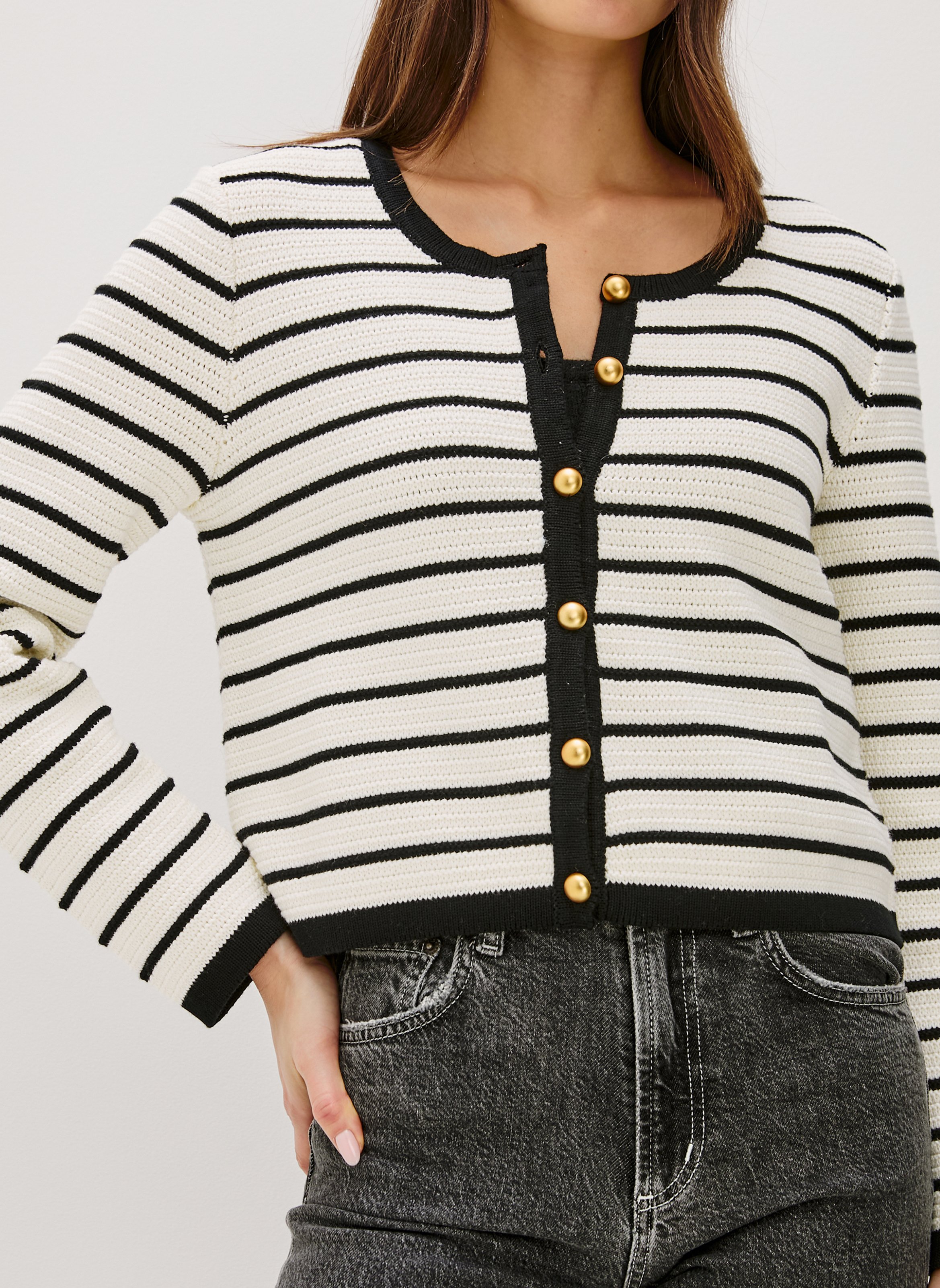 Cardigan court boutonné à rayures RAILS Multicolore