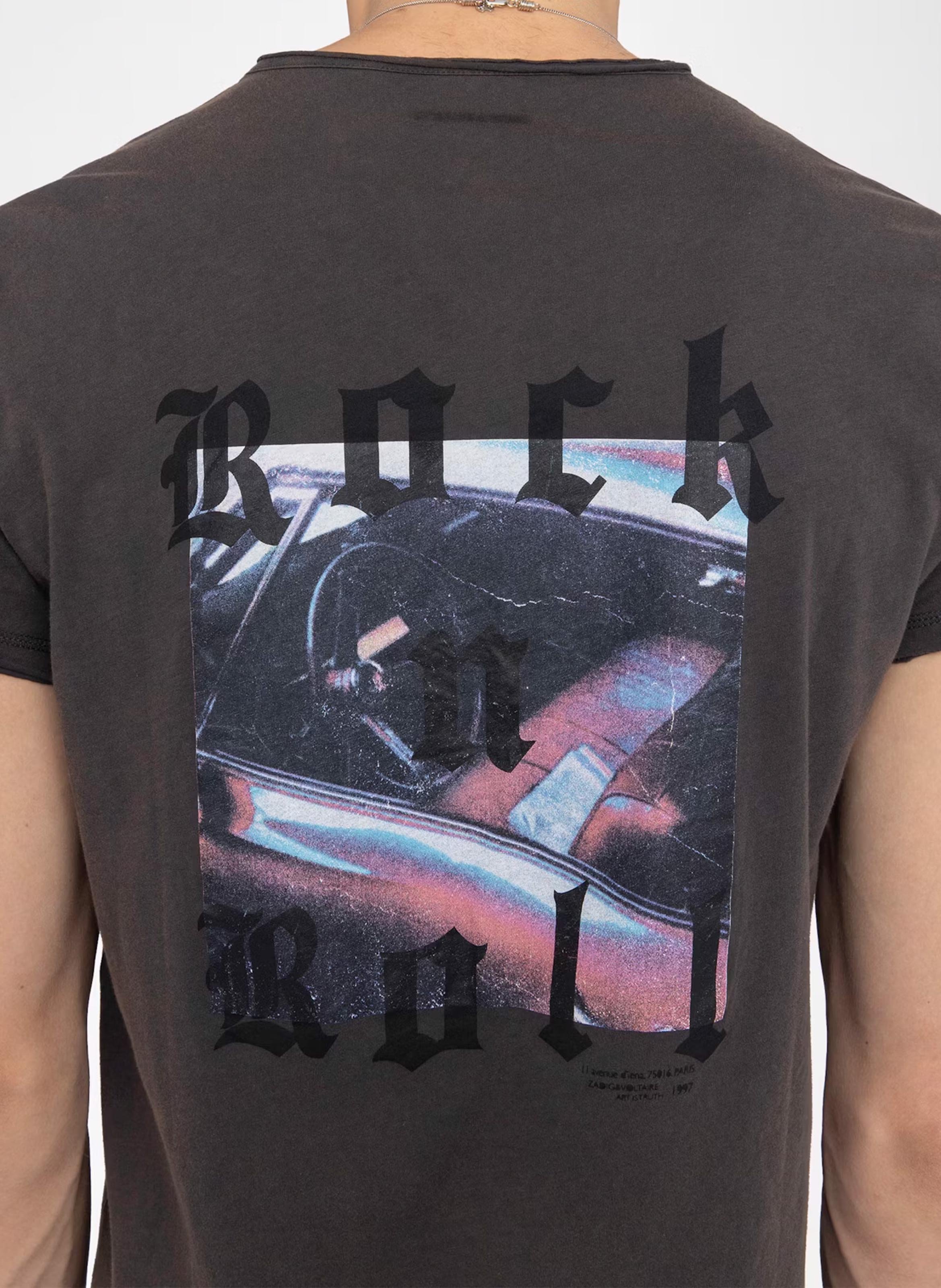 Tee-shirt droit en coton sérigraphié ZADIG&amp;VOLTAIRE Gris